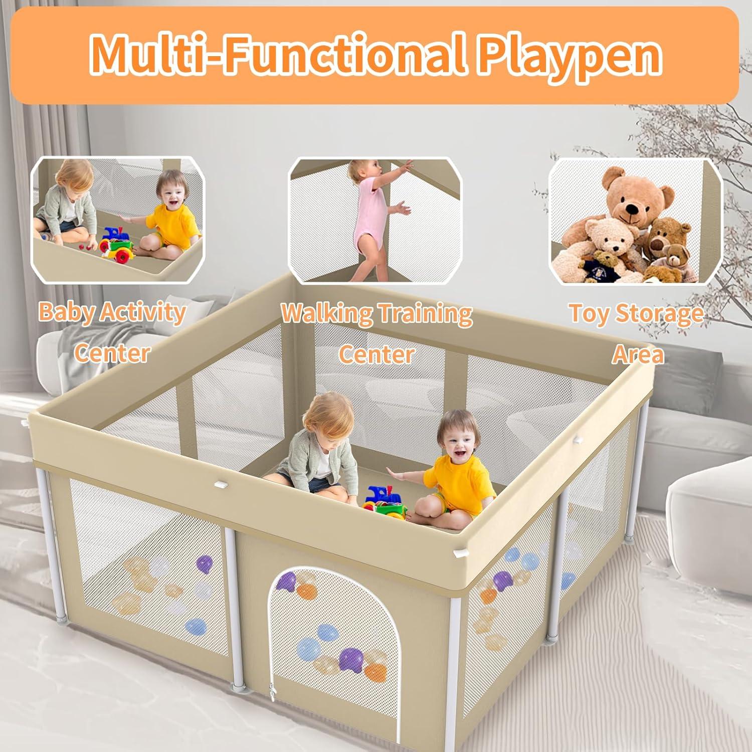 Parque Infantil Plegable Beige 127x127 cm Ultra-Portátil