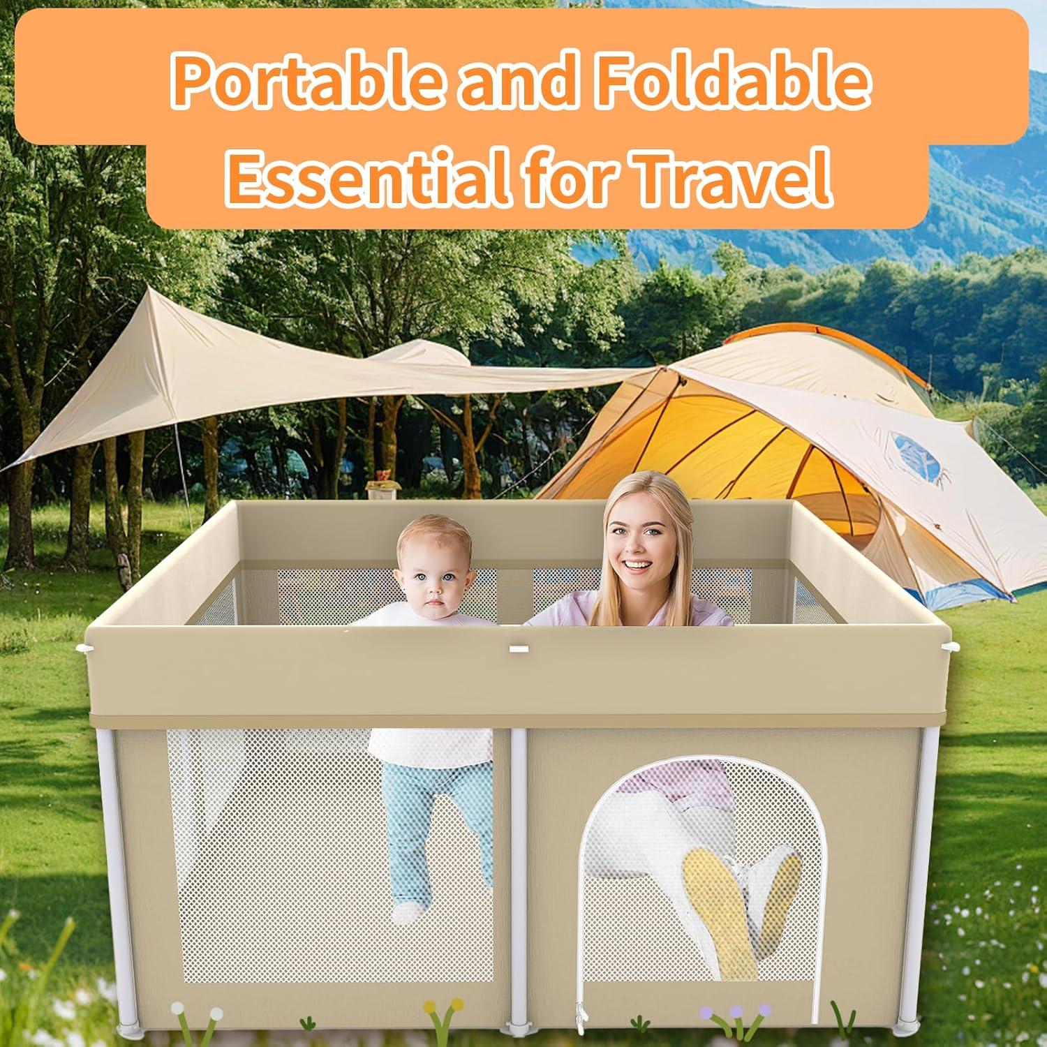 Parque Infantil Plegable Beige 127x127 cm Ultra-Portátil