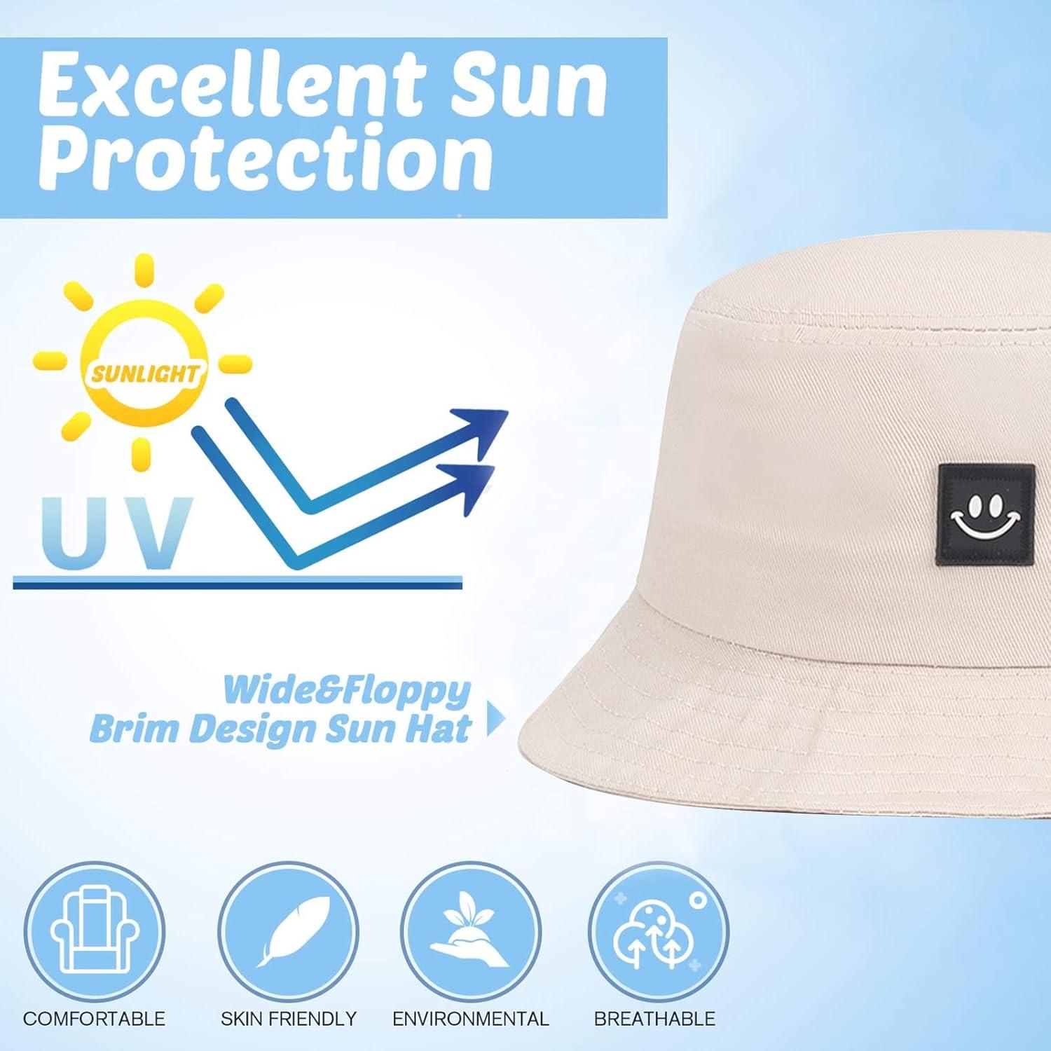 Sombrero de Sol Infantil AJG Unisex Algodón Beige Protección UV