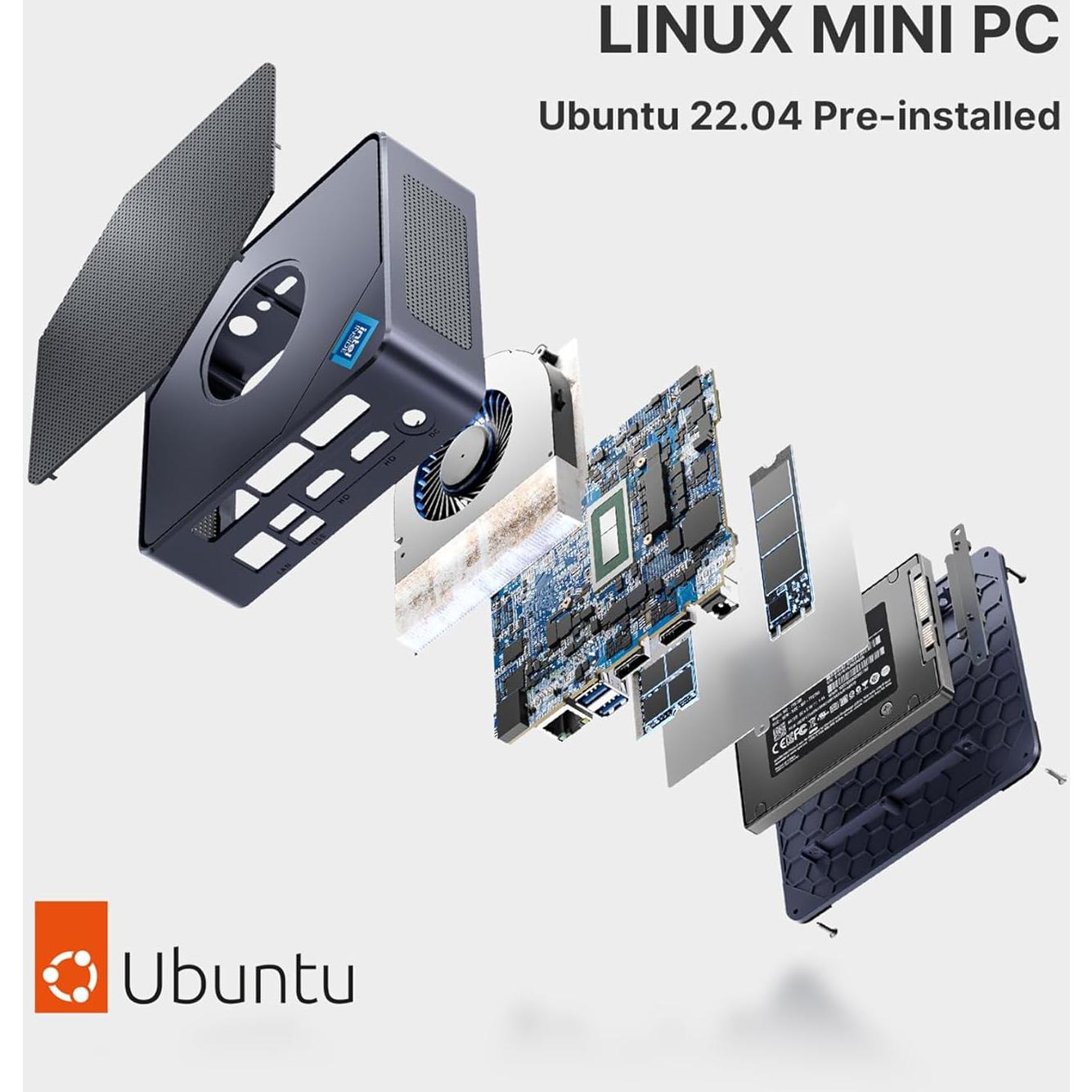 Mini PC BOSGAME N95 8GB 256GB SSD Linux 4K HDMI