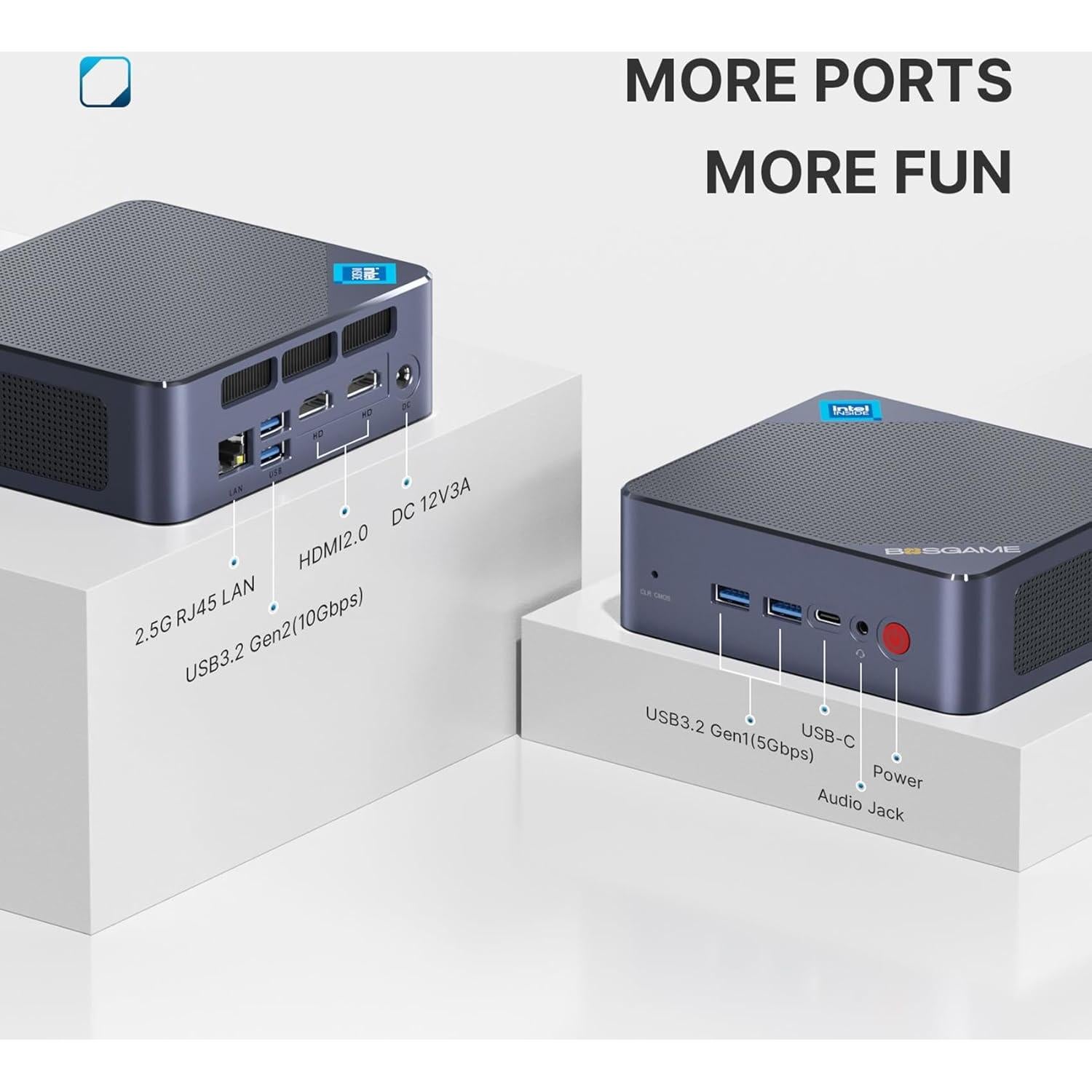 Mini PC BOSGAME N95 8GB 256GB SSD Linux 4K HDMI