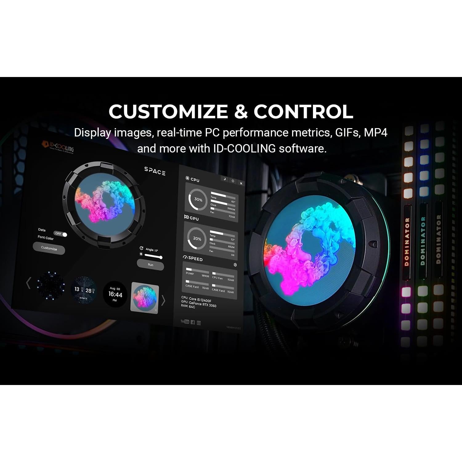 Enfriador Líquido AIO ID-COOLING SL240 240mm ARGB LCD 2.1"