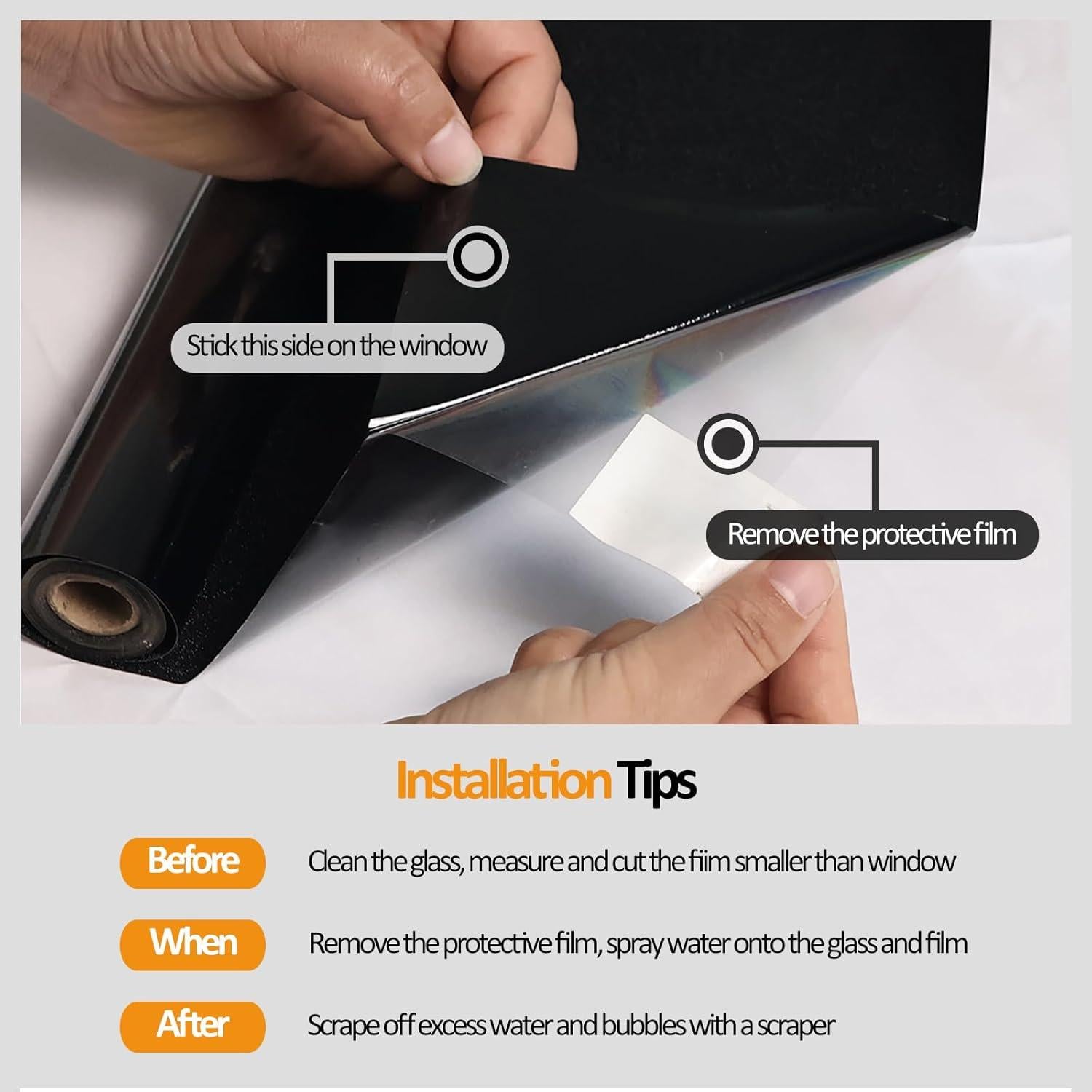 Película Blackout para Ventanas ZHMRROAD 44.5x200 cm Protección UV