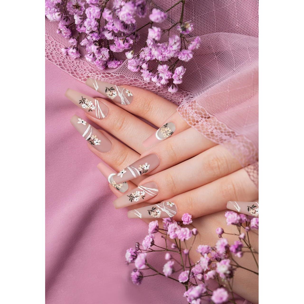 Calcomanías para Uñas 5D HAIIDOAK - 4 Hojas Florales Autoadhesivas