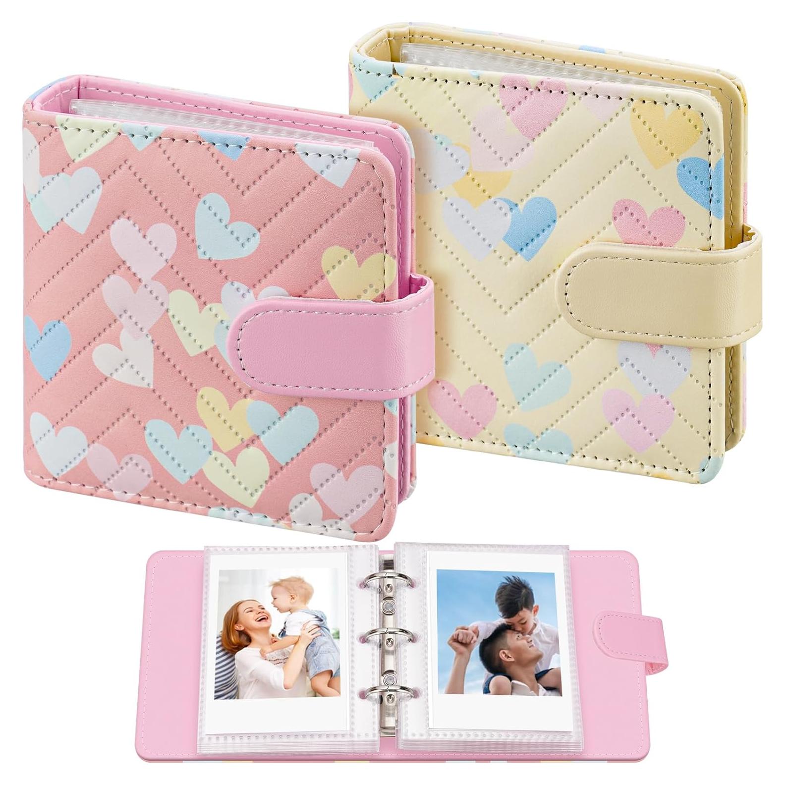 Paquete de 2 Álbumes de Fotos Mini Aphlos 40 Páginas Corazón