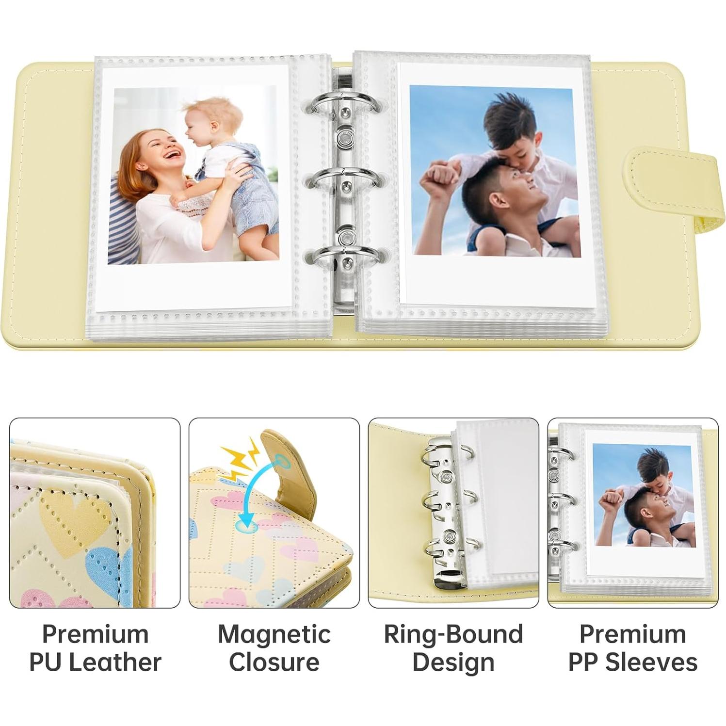 Paquete de 2 Álbumes de Fotos Mini Aphlos 40 Páginas Corazón