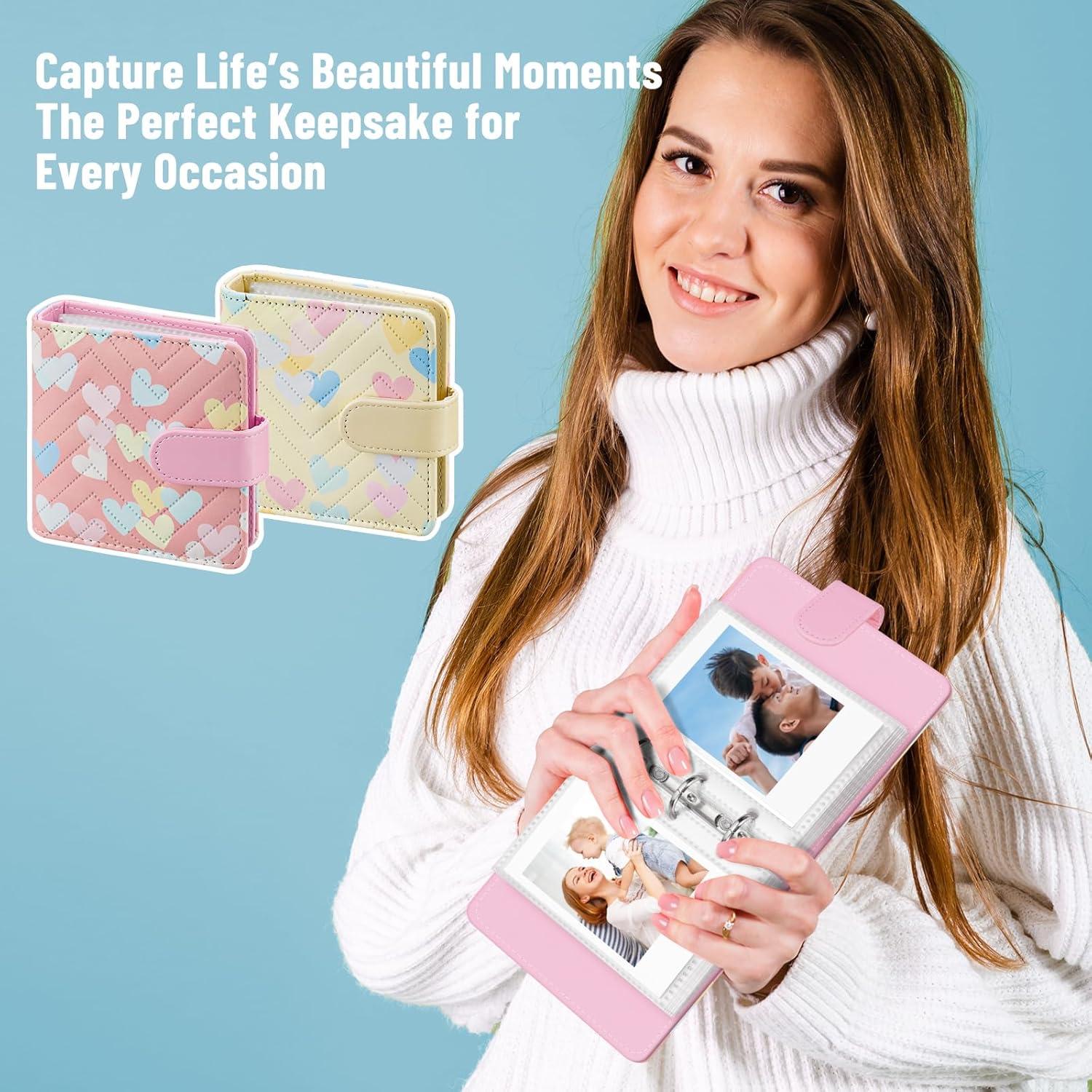 Paquete de 2 Álbumes de Fotos Mini Aphlos 40 Páginas Corazón