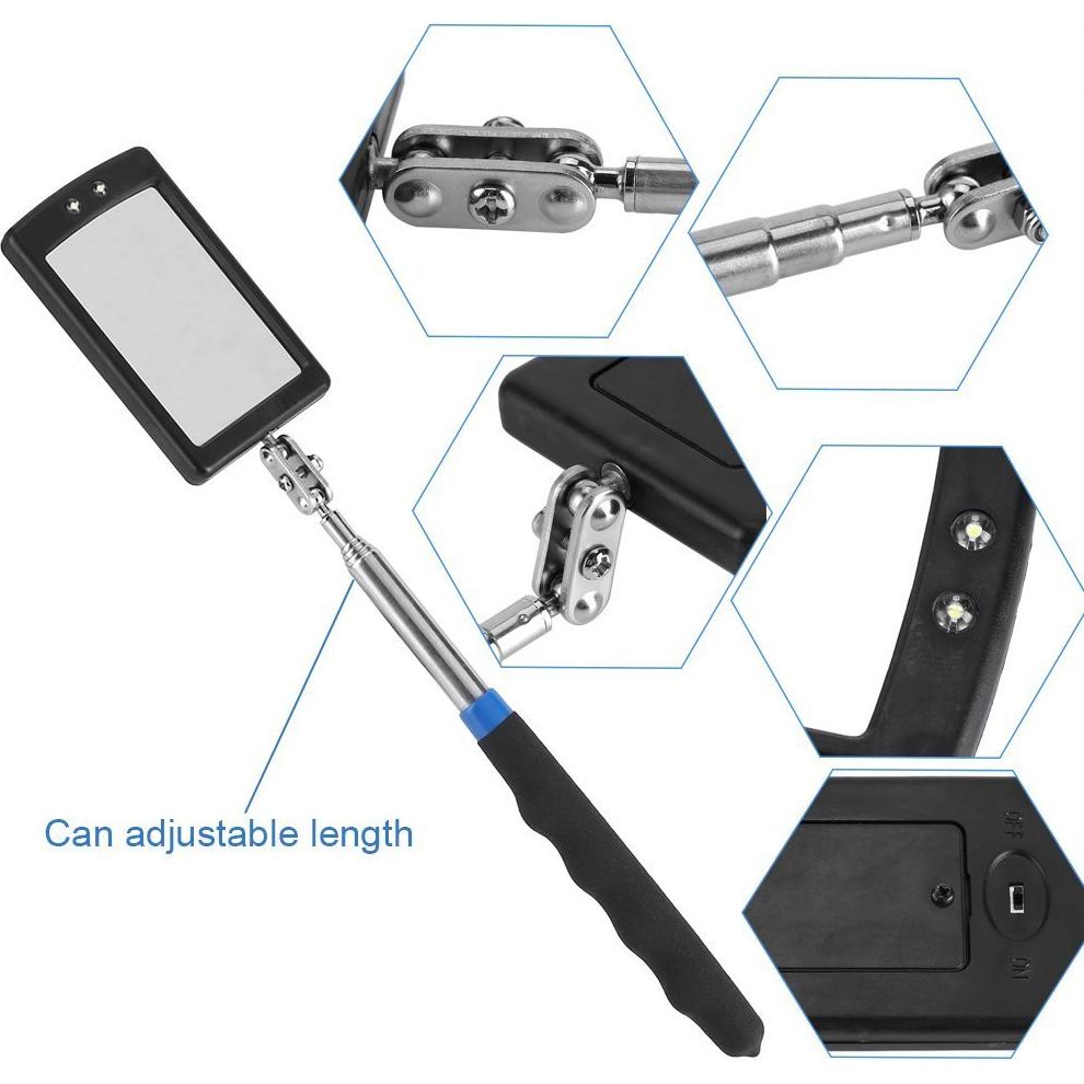 Espejo de Inspección Iluminado Telescópico Enbar 34 cm