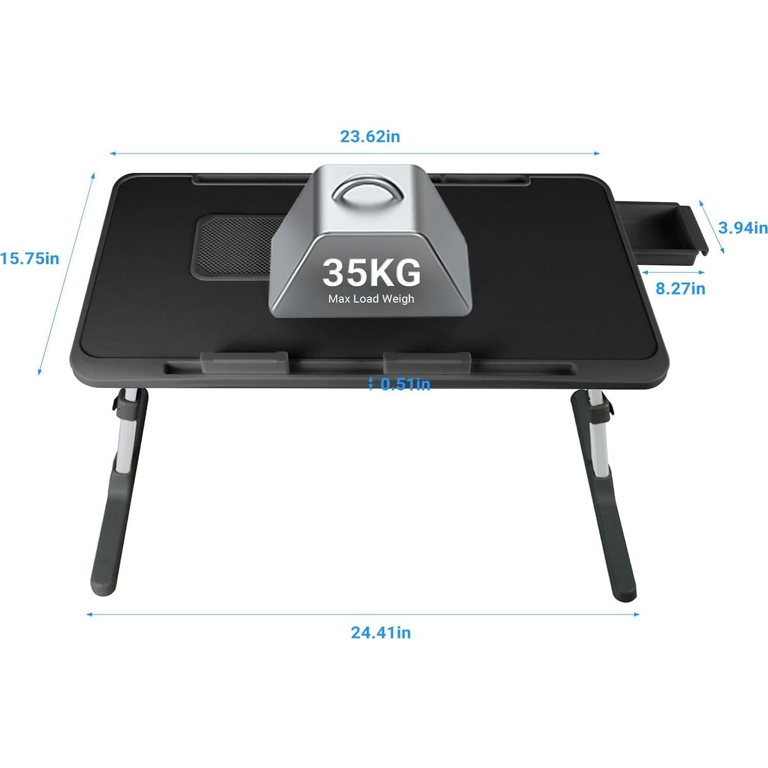 Escritorio de Regazo Ajustable IXTRA con Ventilador y Luz 56x32cm
