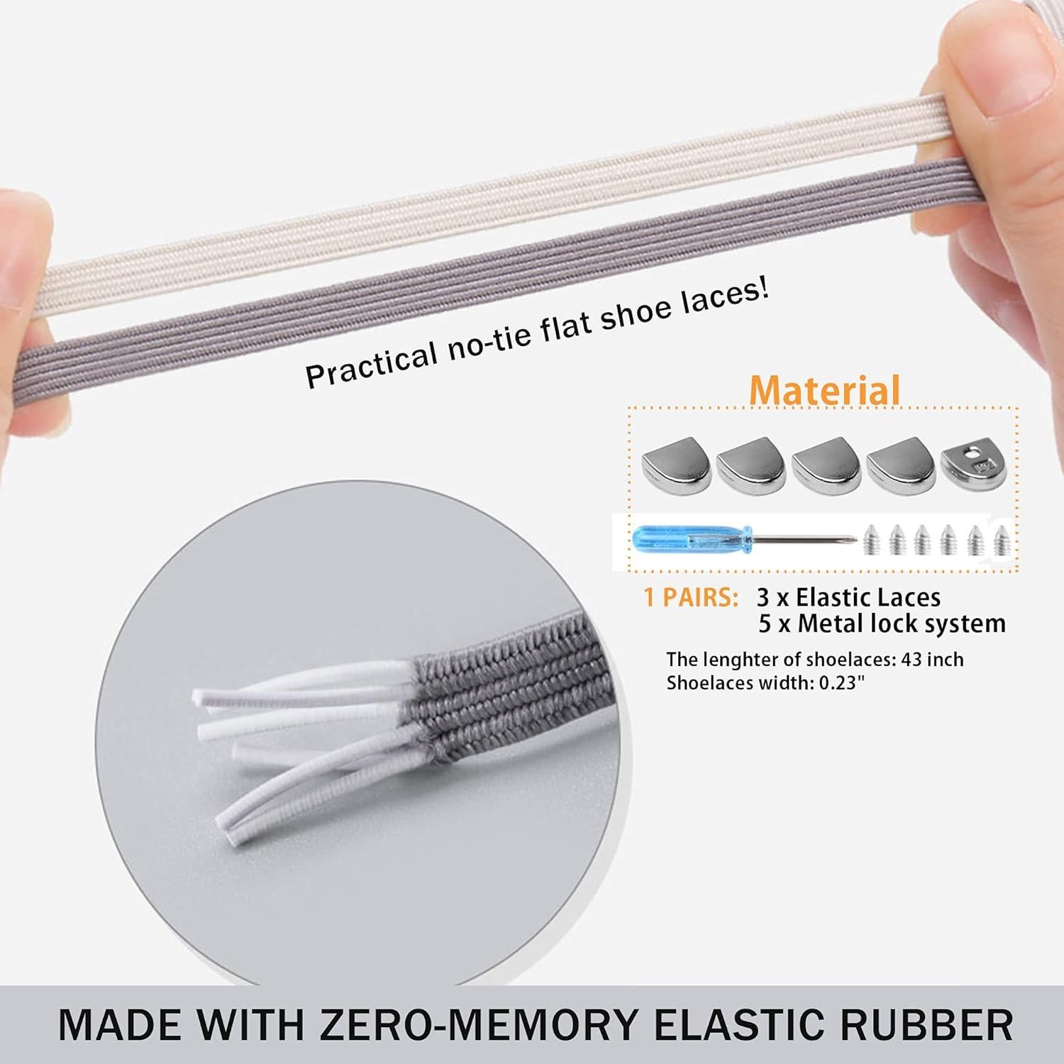 Cordones elásticos sin atar ANAN520 para adultos y niños - Negro