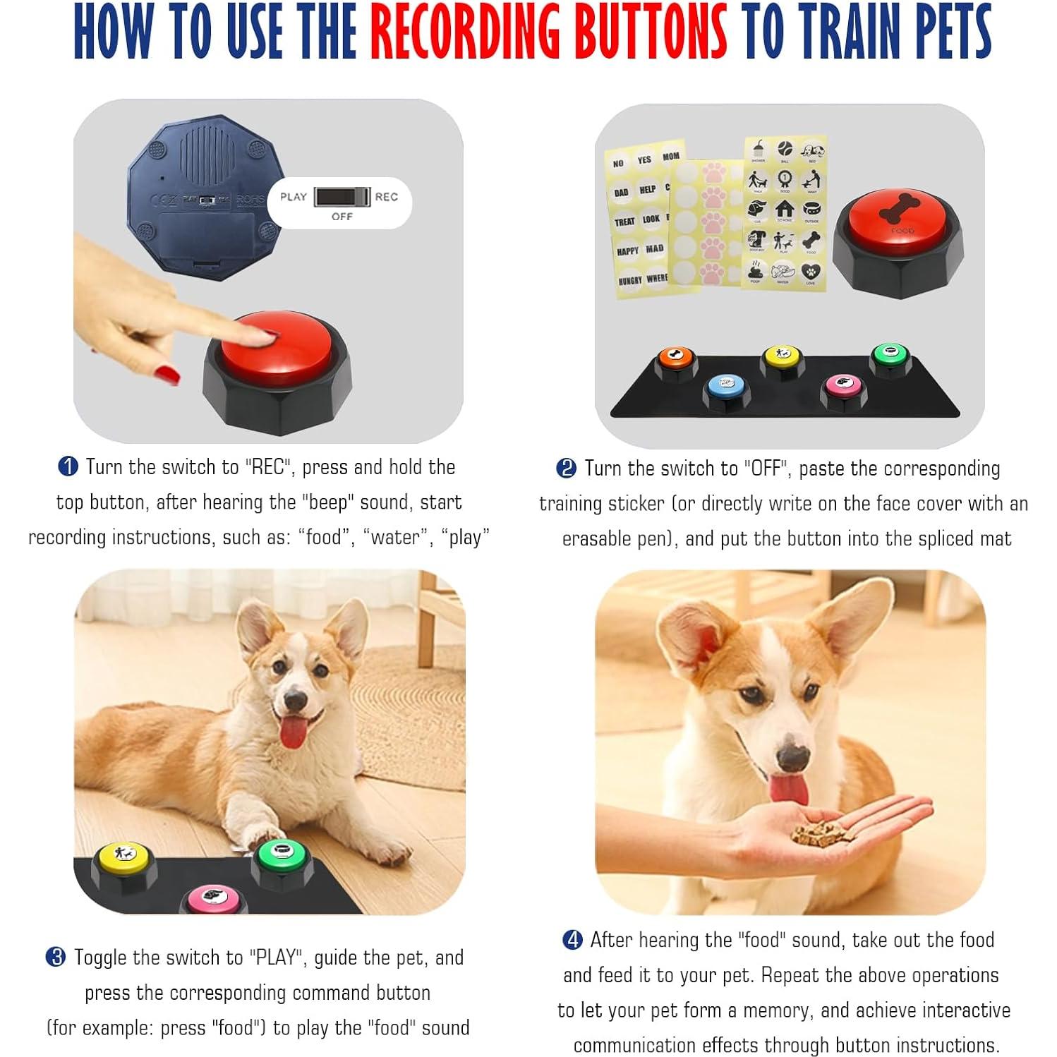 Set de Botones de Comunicación para Mascotas PENGHE - 5 Colores