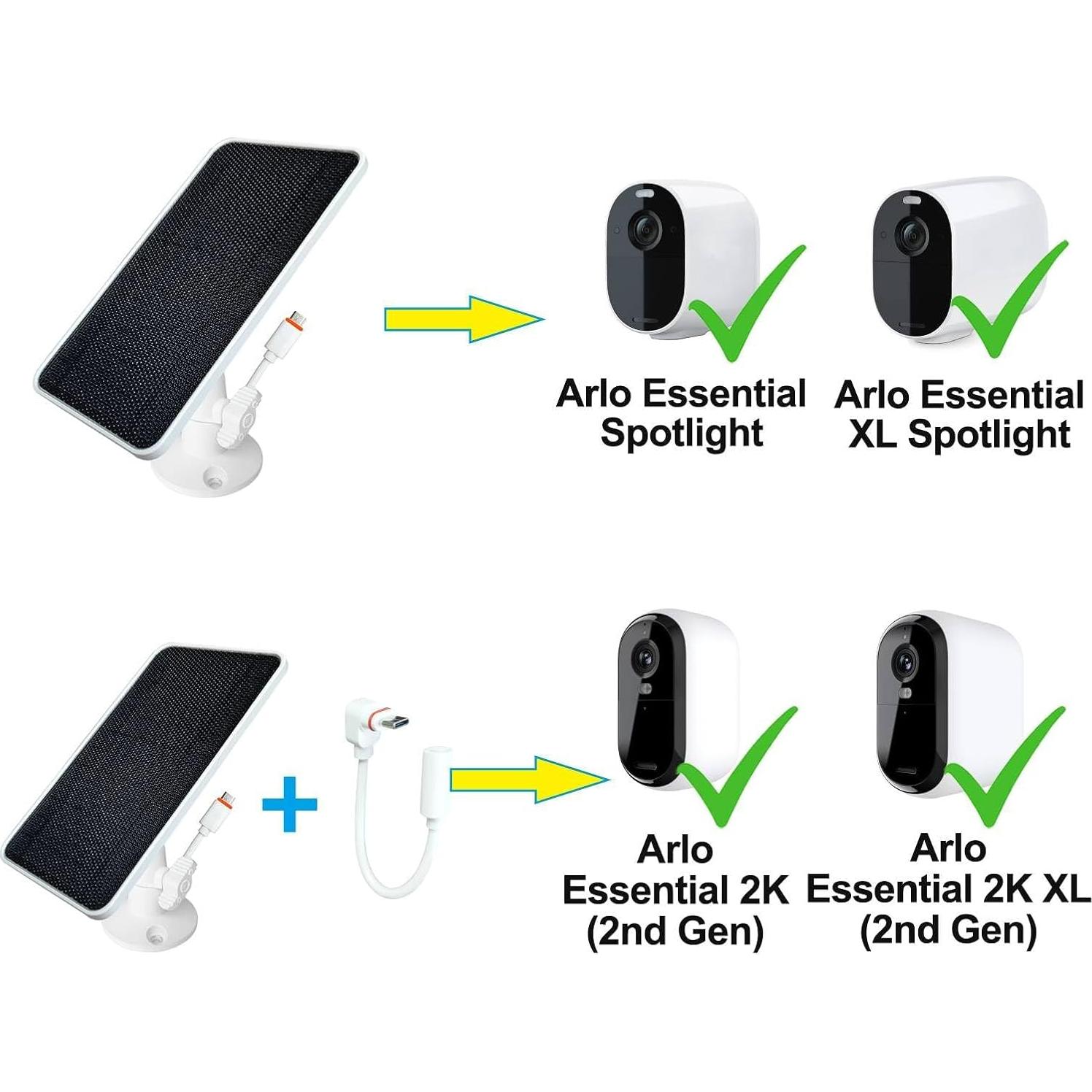 Cargador Solar JJMASEE para Cámara Arlo Essential 2K/XL