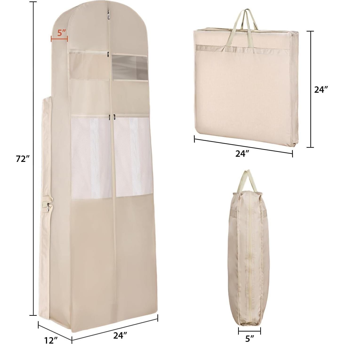 Bolsa de Vestido de Novia Univivi 182.88 cm Beige con Bolsillos