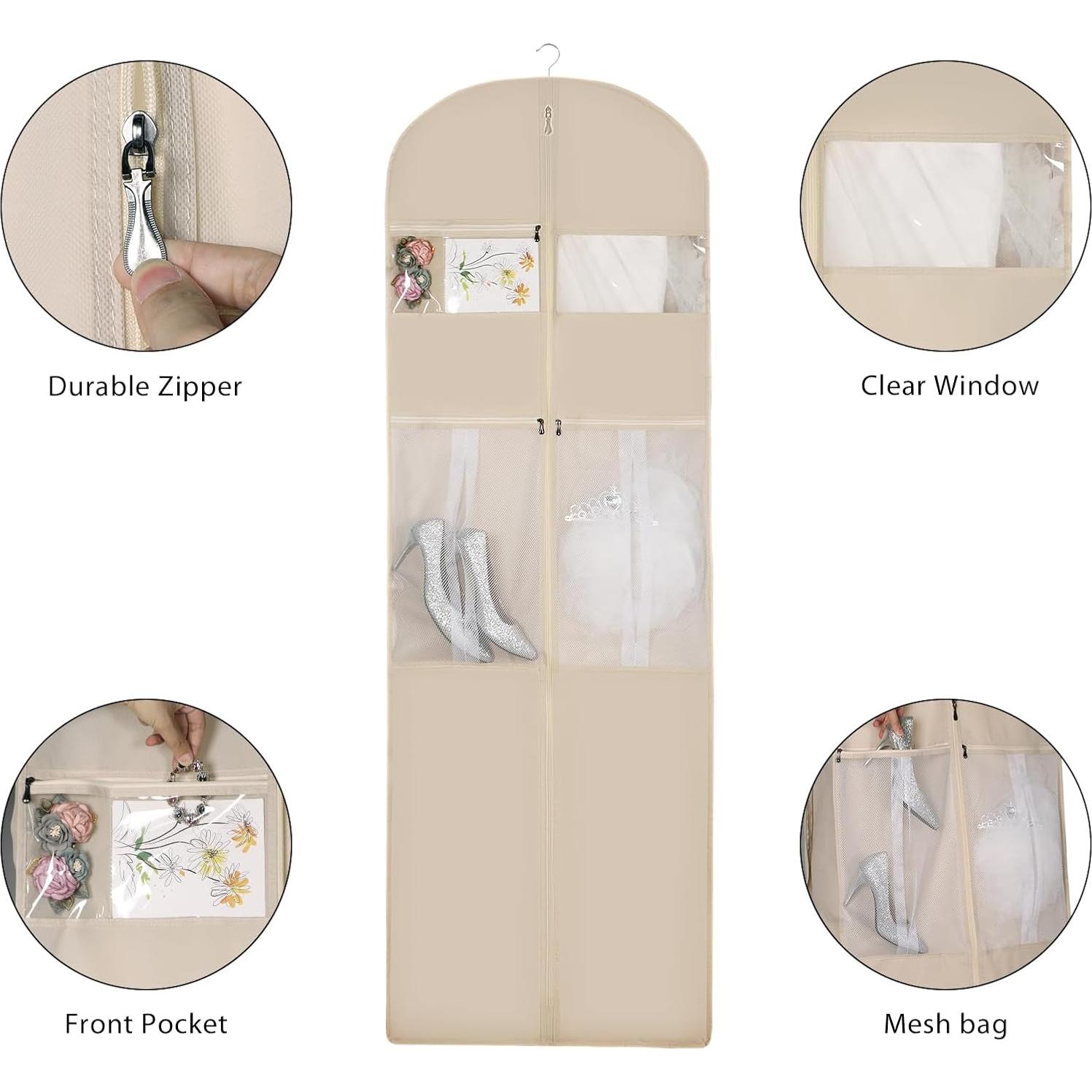 Bolsa de Vestido de Novia Univivi 182.88 cm Beige con Bolsillos