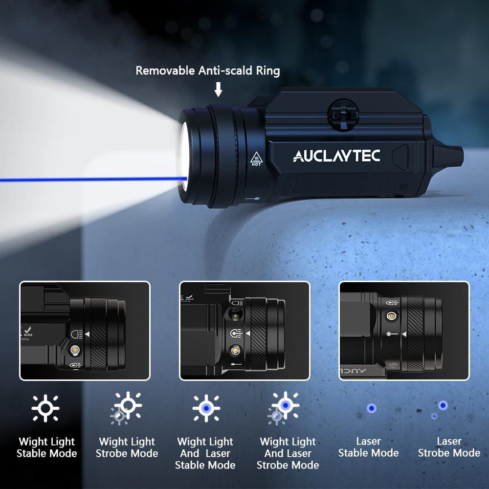 Linterna Táctica AUCLAYTEC 1200 Lúmenes con Láser Azul