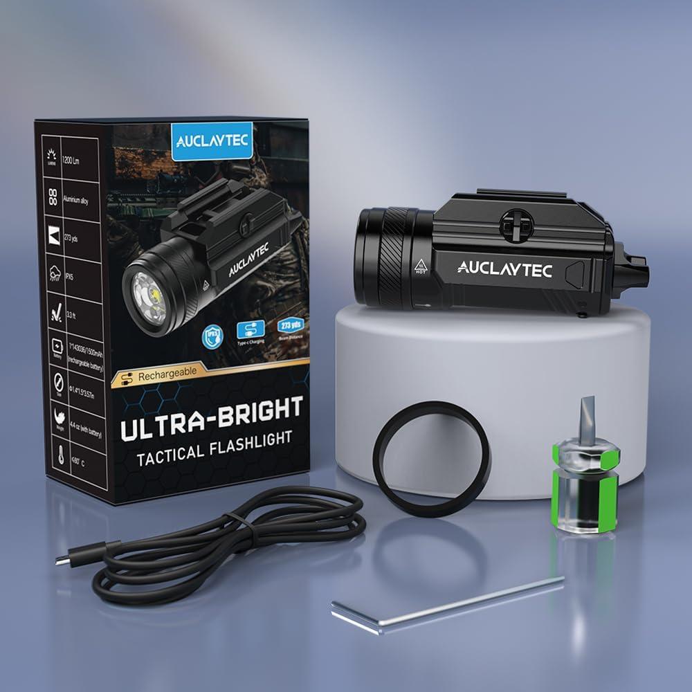 Linterna Táctica AUCLAYTEC 1200 Lúmenes con Láser Azul