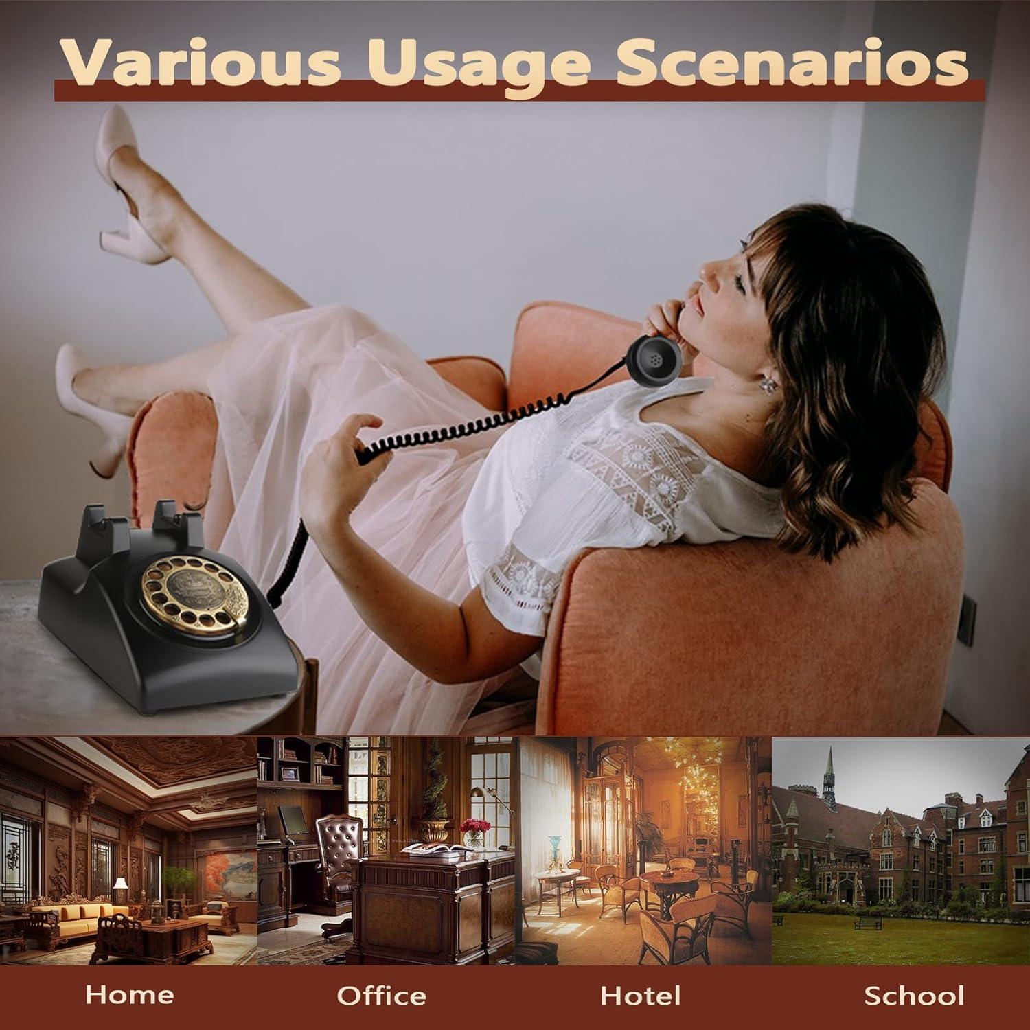 Teléfono de línea retro Sangyn RT01 Negro con timbre mecánico