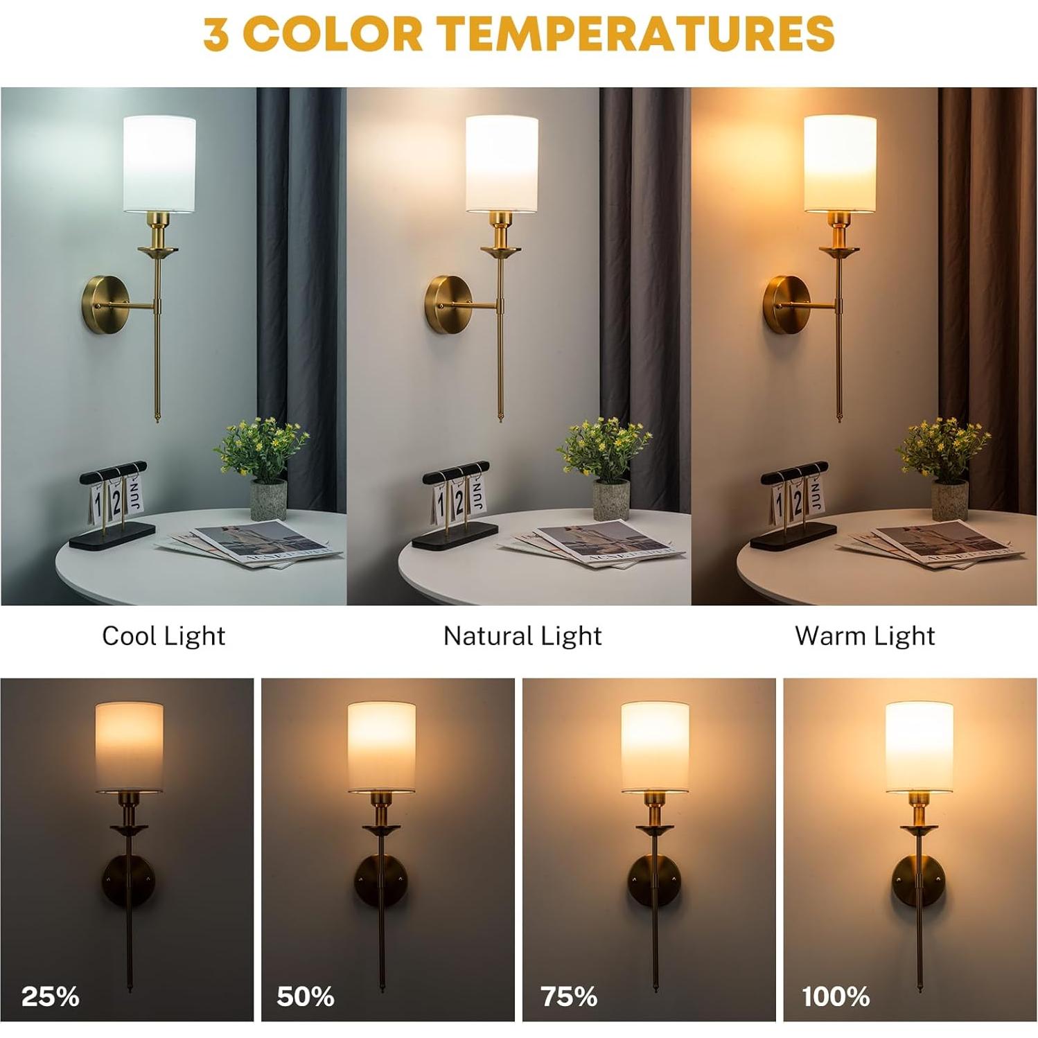 Juego de 2 Apliques de Pared Recargables Nooknova LED 5000mAh