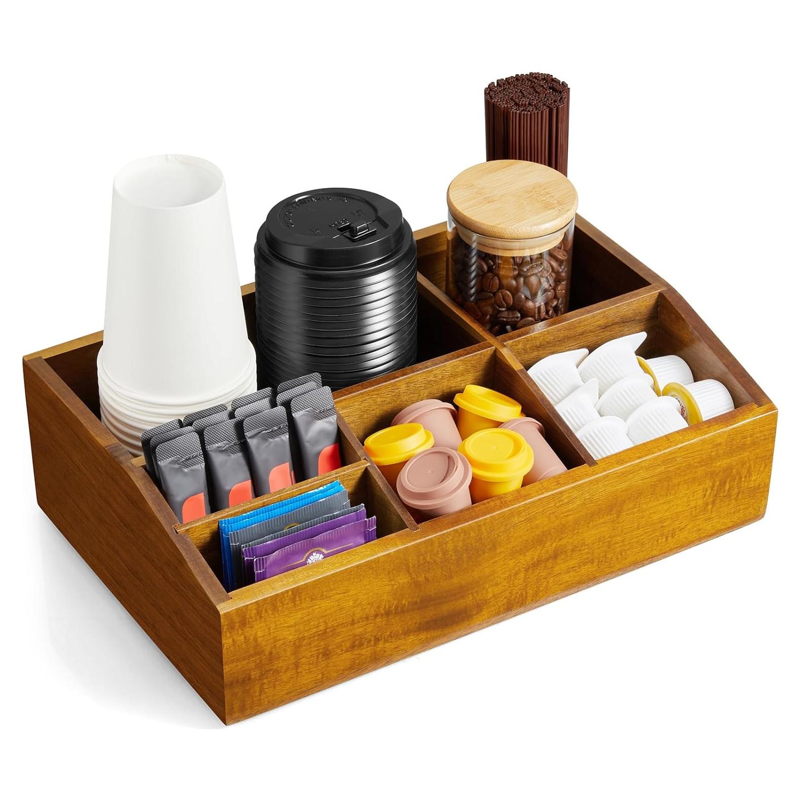 Organizador de Estación de Café GCWSTJK de Madera de Acacia