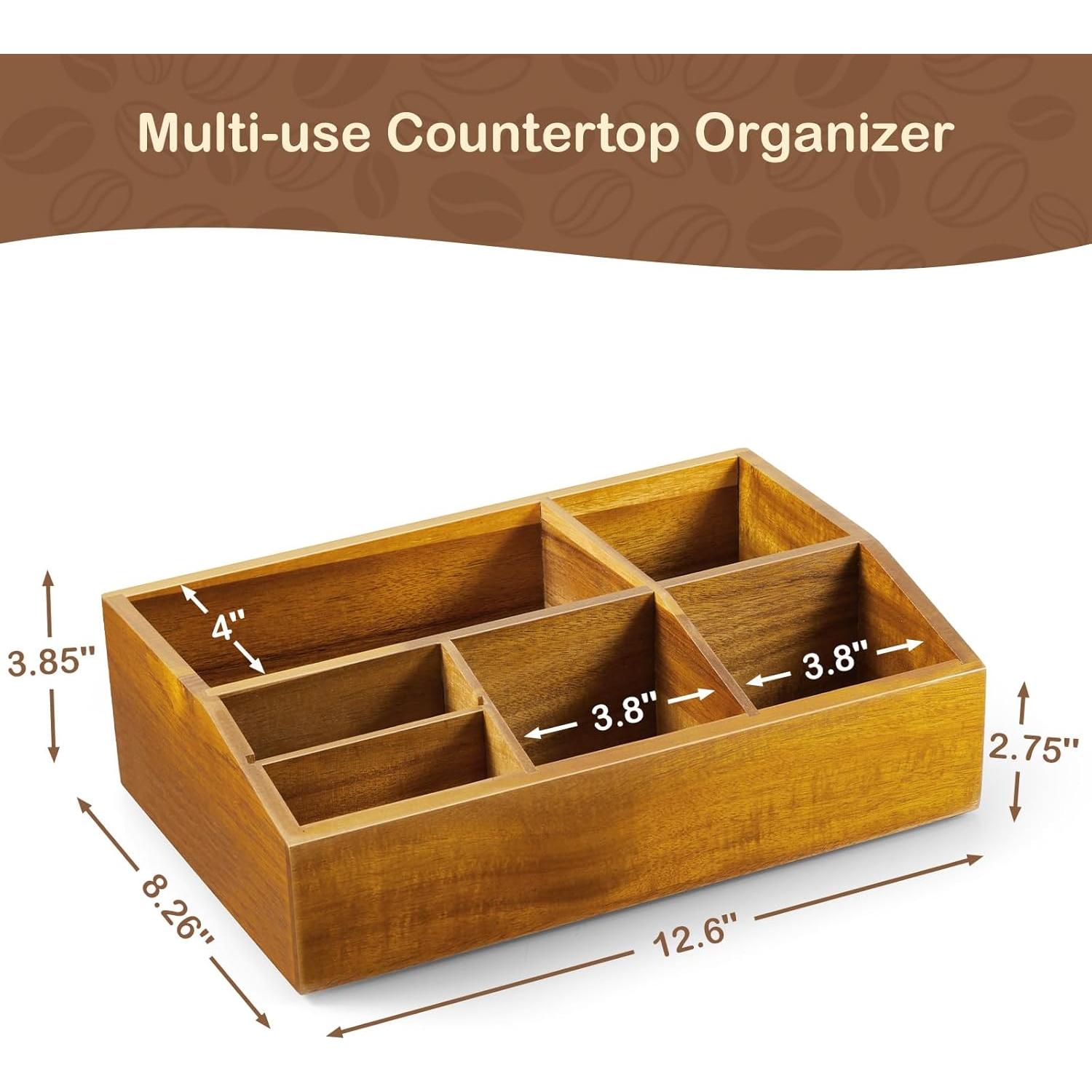 Organizador de Estación de Café GCWSTJK de Madera de Acacia