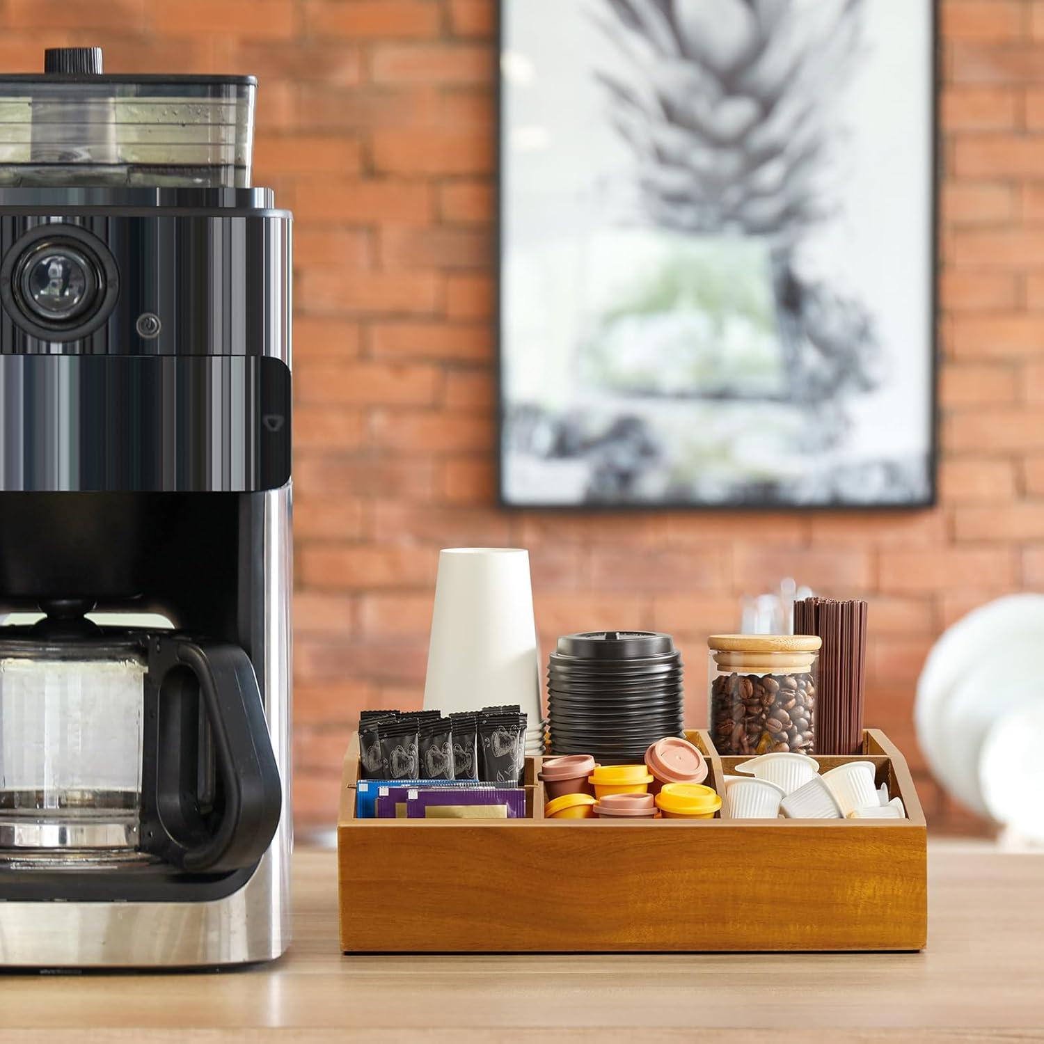 Organizador de Estación de Café GCWSTJK de Madera de Acacia