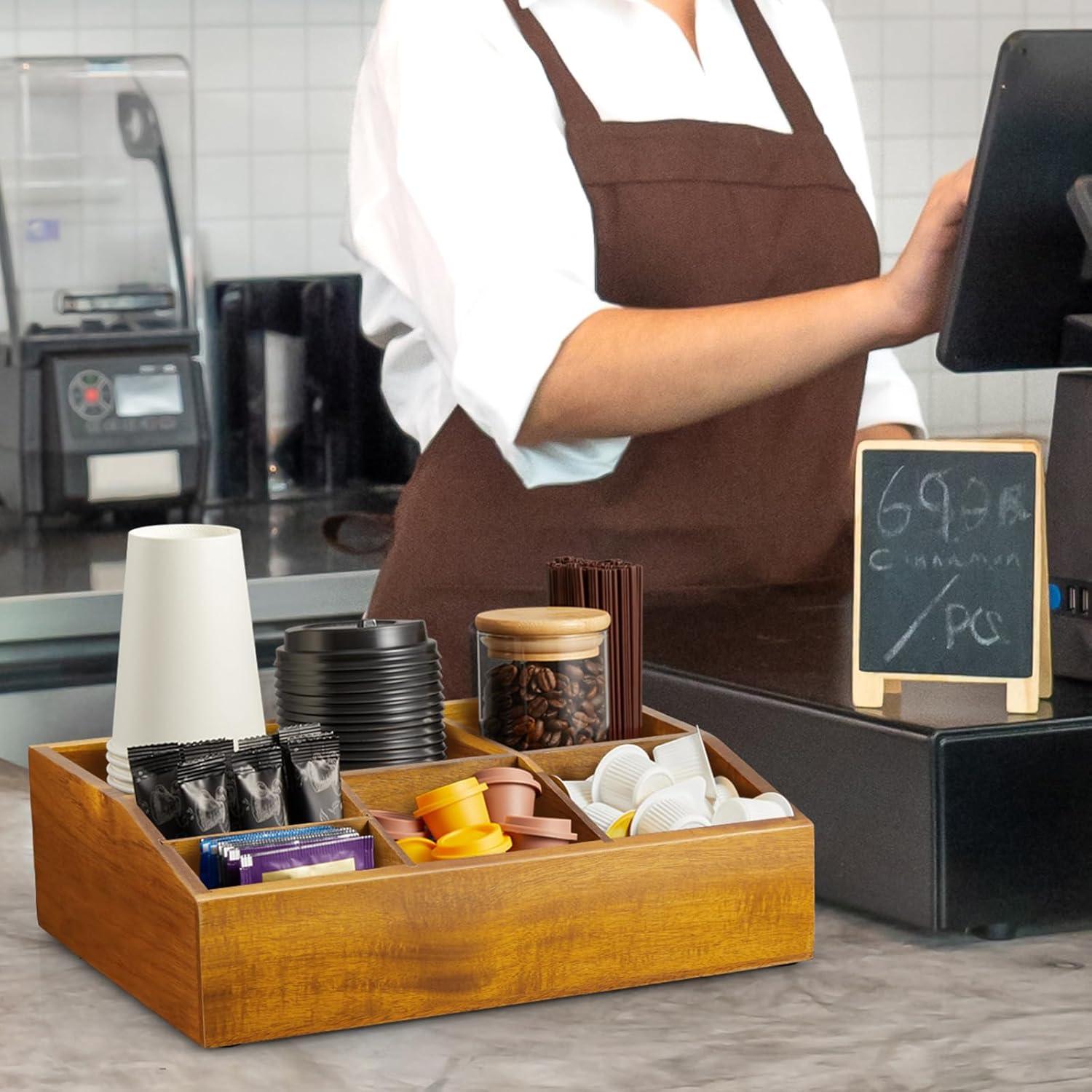 Organizador de Estación de Café GCWSTJK de Madera de Acacia