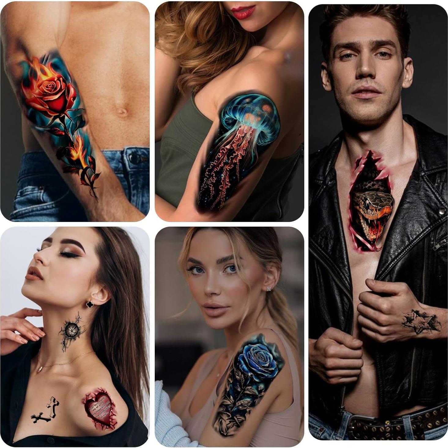 77 Hojas Tatuajes Temporales 3D Weipbwor Animales