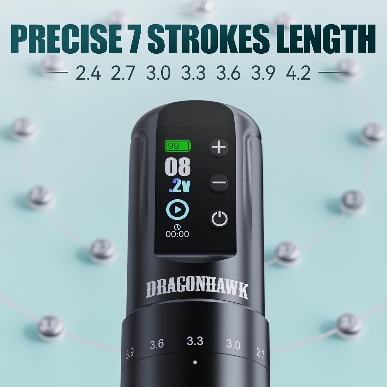 Máquina de Tatuaje Dragonhawk Atom2 Pro Sin Cable 139mm 214g