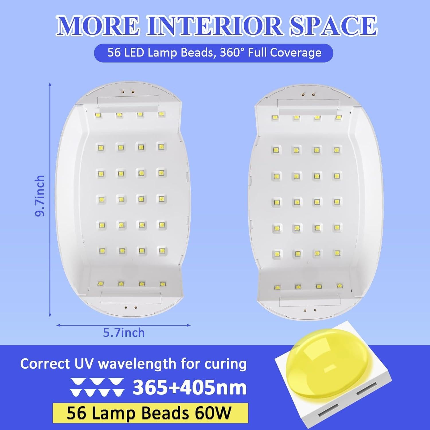 Lámpara UV para Resina 60W Doble Cara 56 LED Plegable