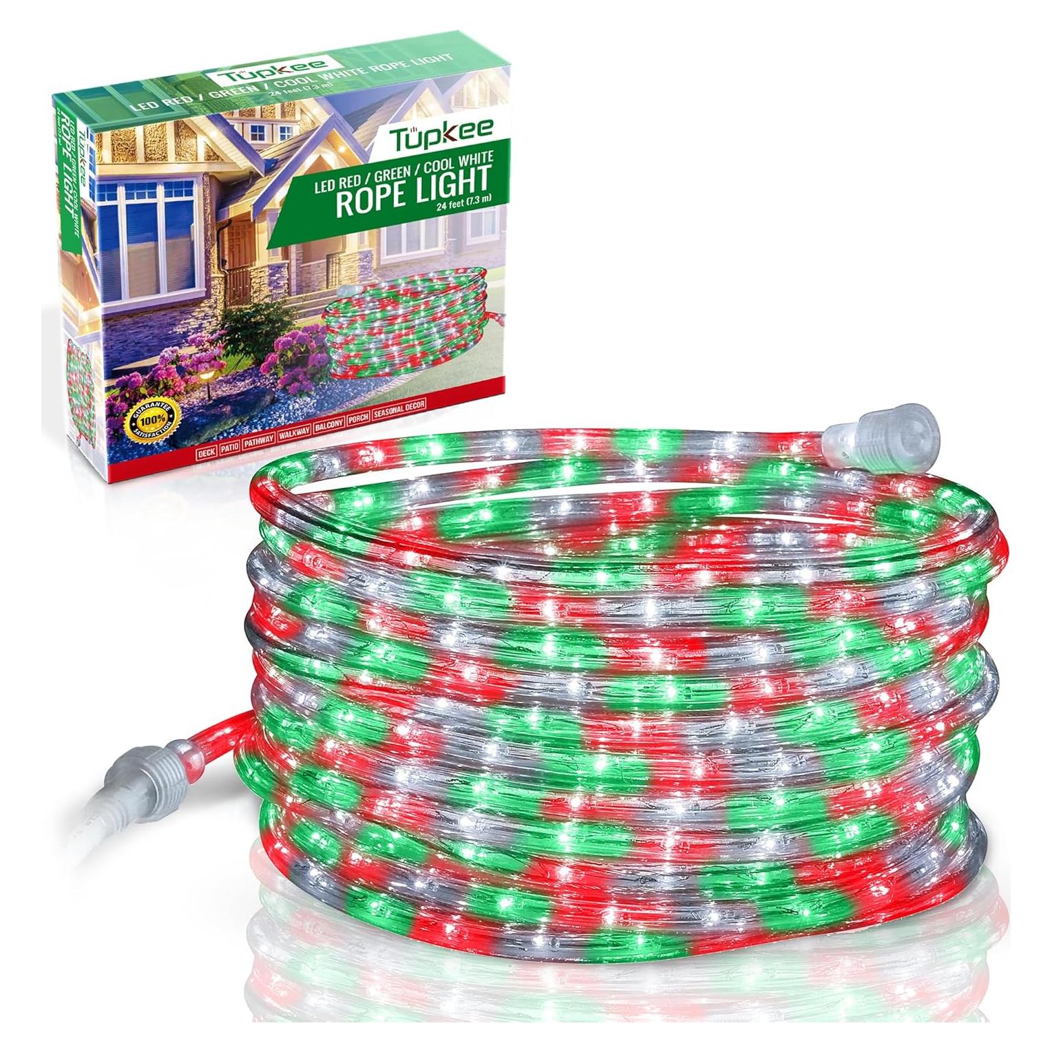 Luces de Cuerda LED Tupkee 7.3m 144 Bombillas Rojo Verde Claro