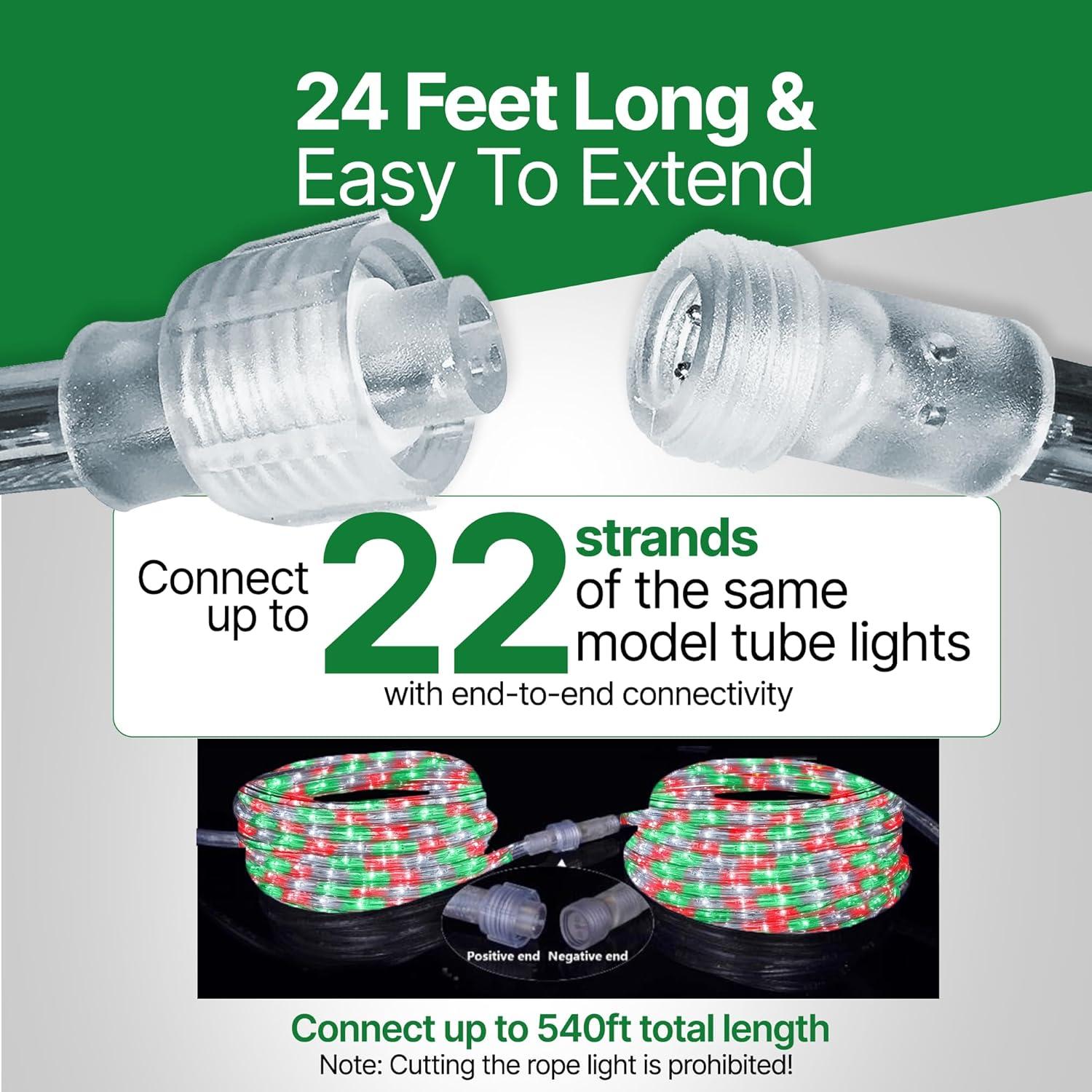 Luces de Cuerda LED Tupkee 7.3m 144 Bombillas Rojo Verde Claro