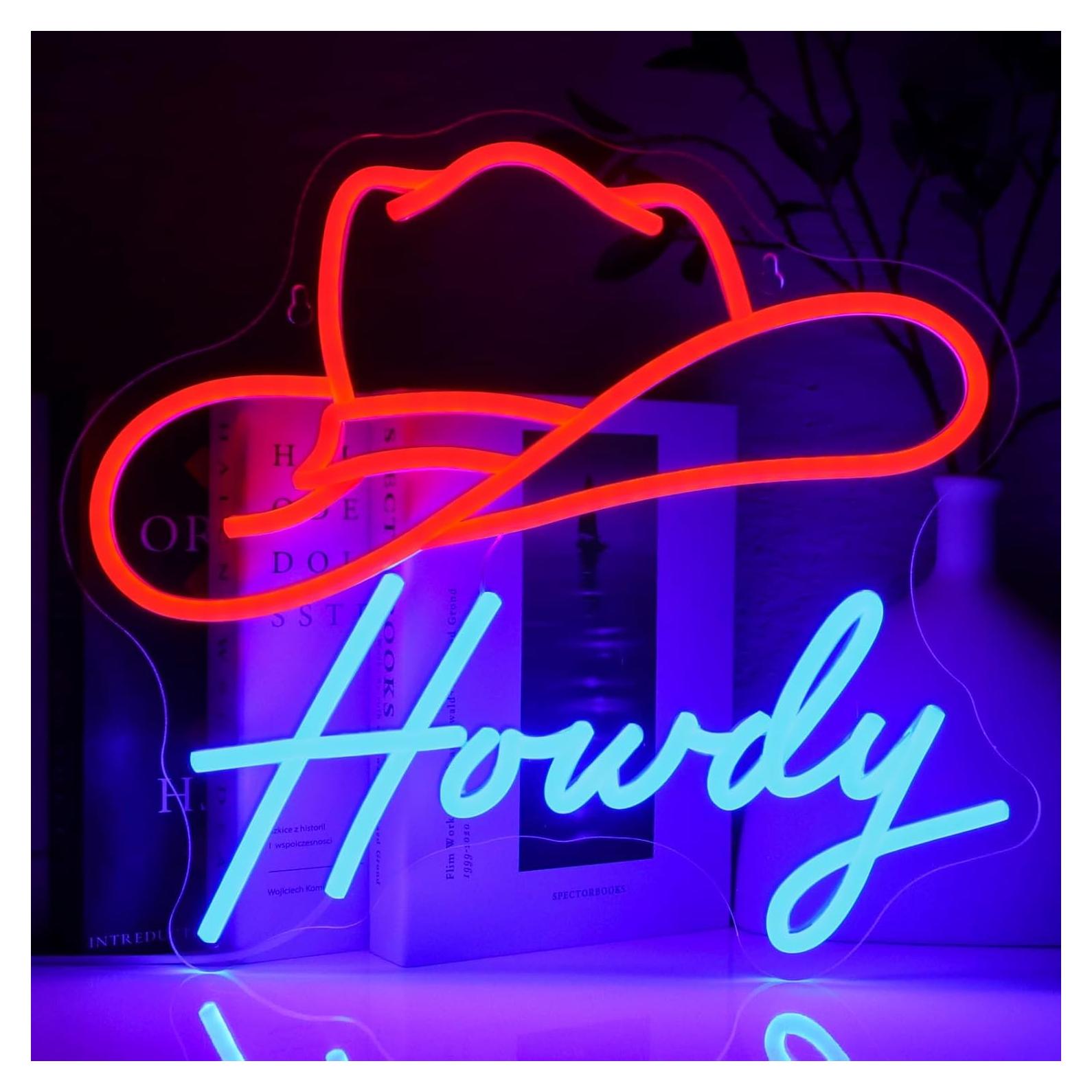 Letrero de Neón LED Cowboy Howdy 39x32.5cm para Decoración