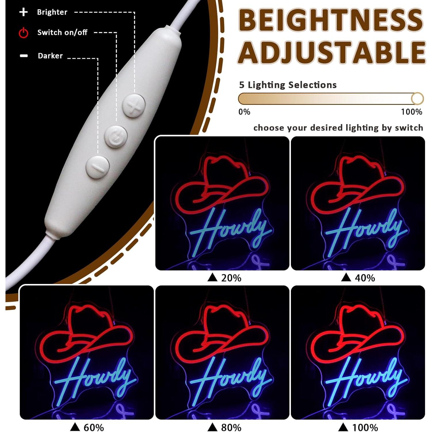 Letrero de Neón LED Cowboy Howdy 39x32.5cm para Decoración