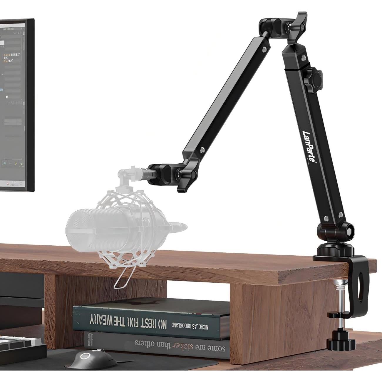 Brazo de Micrófono Ajustable Clip-On Negro Aluminio 1.5 kg