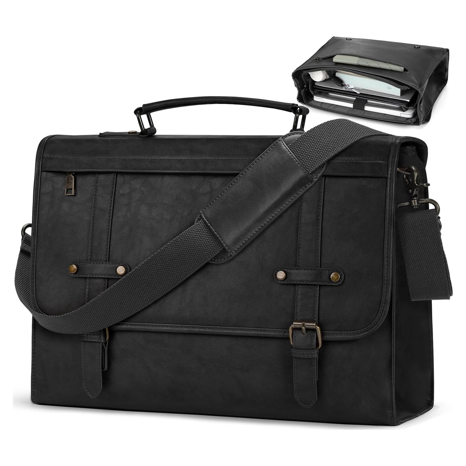 Bolsa de Mensajero Rainsmore 43cm Impermeable Cuero Vintage