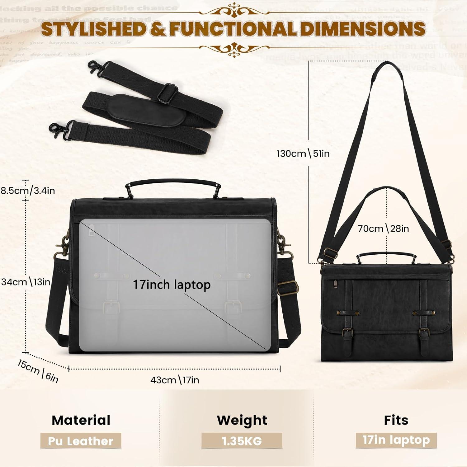 Bolsa de Mensajero Rainsmore 43cm Impermeable Cuero Vintage