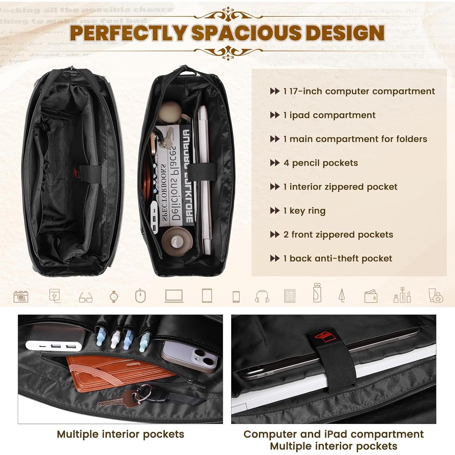 Bolsa de Mensajero Rainsmore 43cm Impermeable Cuero Vintage