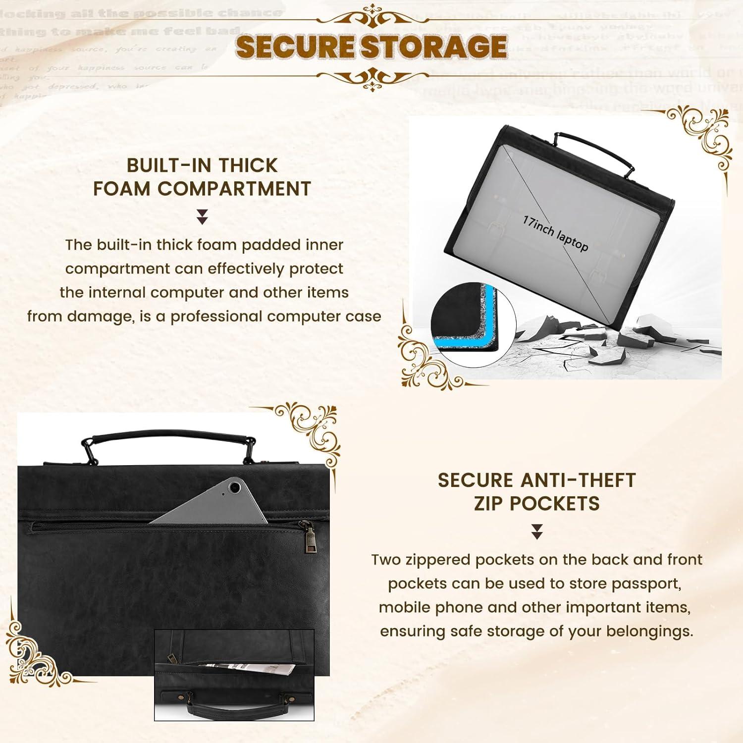 Bolsa de Mensajero Rainsmore 43cm Impermeable Cuero Vintage