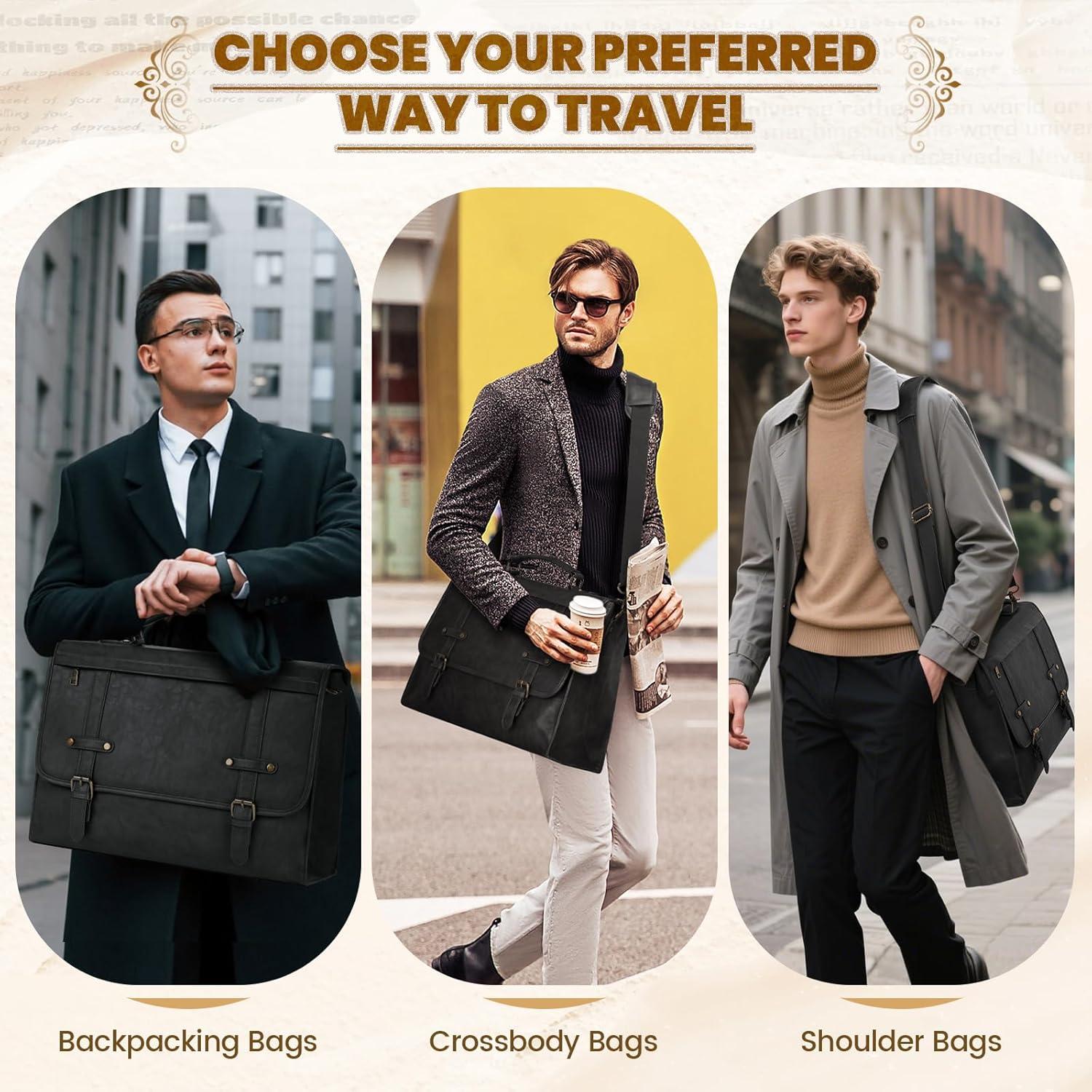 Bolsa de Mensajero Rainsmore 43cm Impermeable Cuero Vintage