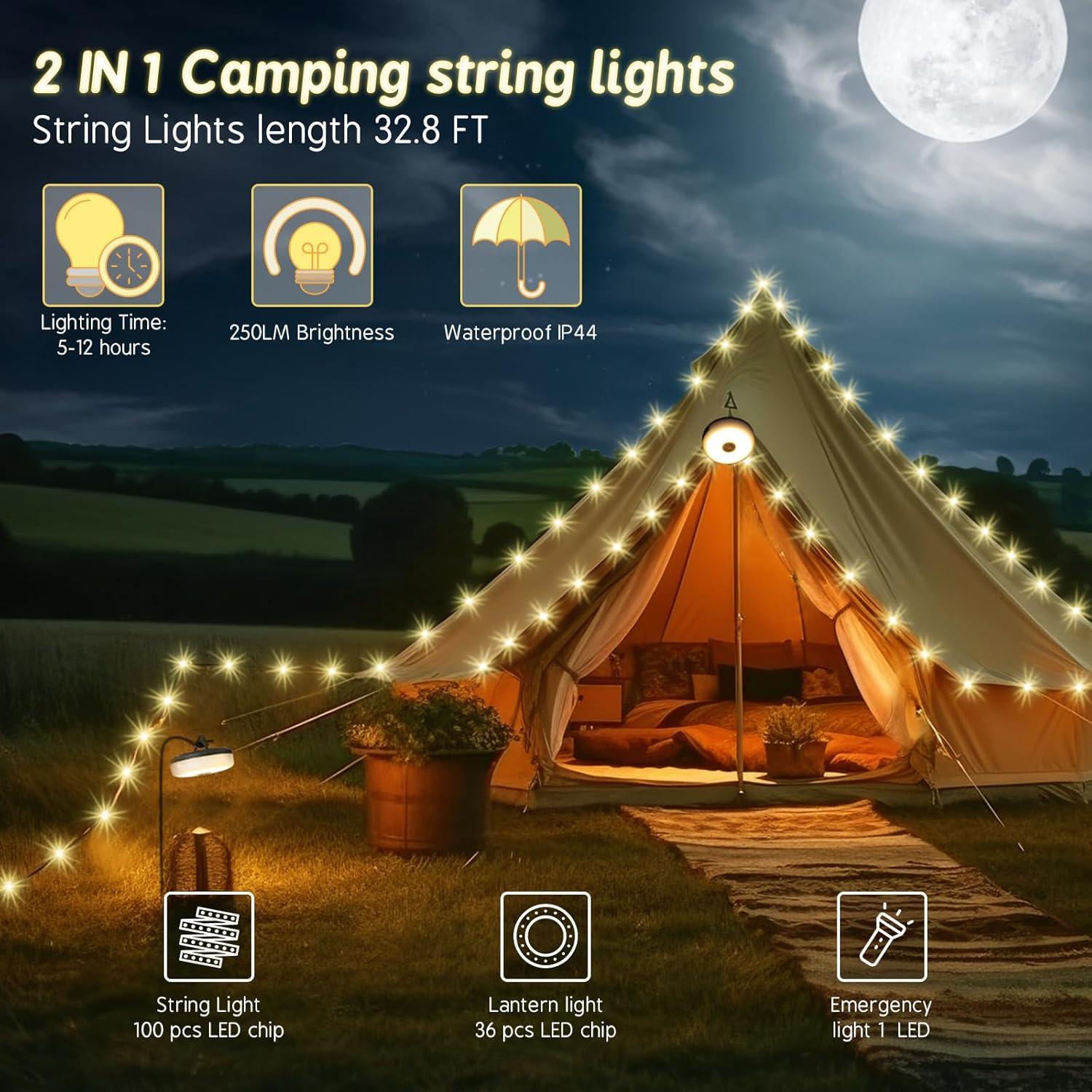 Luces de Cadena LED UOUNE 10m Recargables para Camping