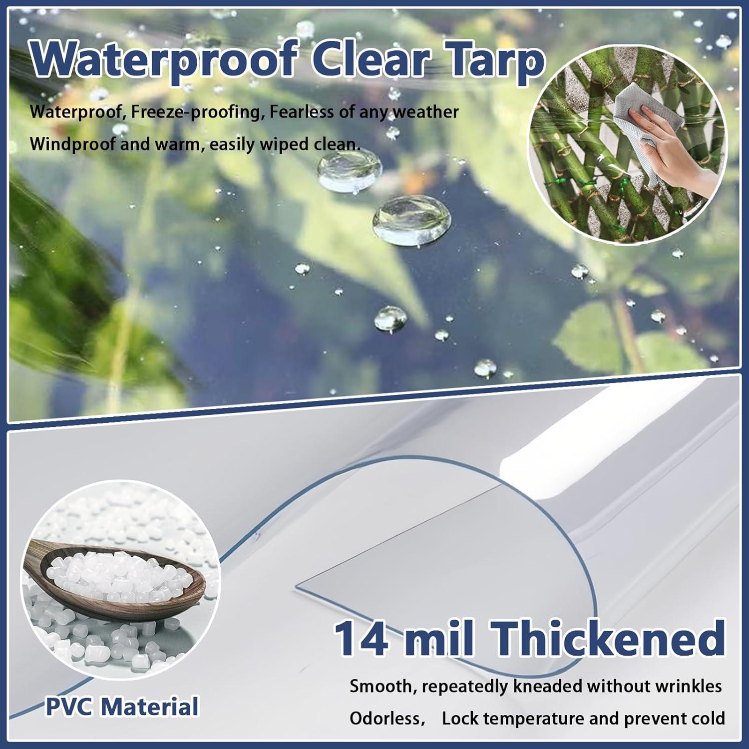 Lona Transparente Impermeable GYFMAUS 1.8x6m con Ojetes