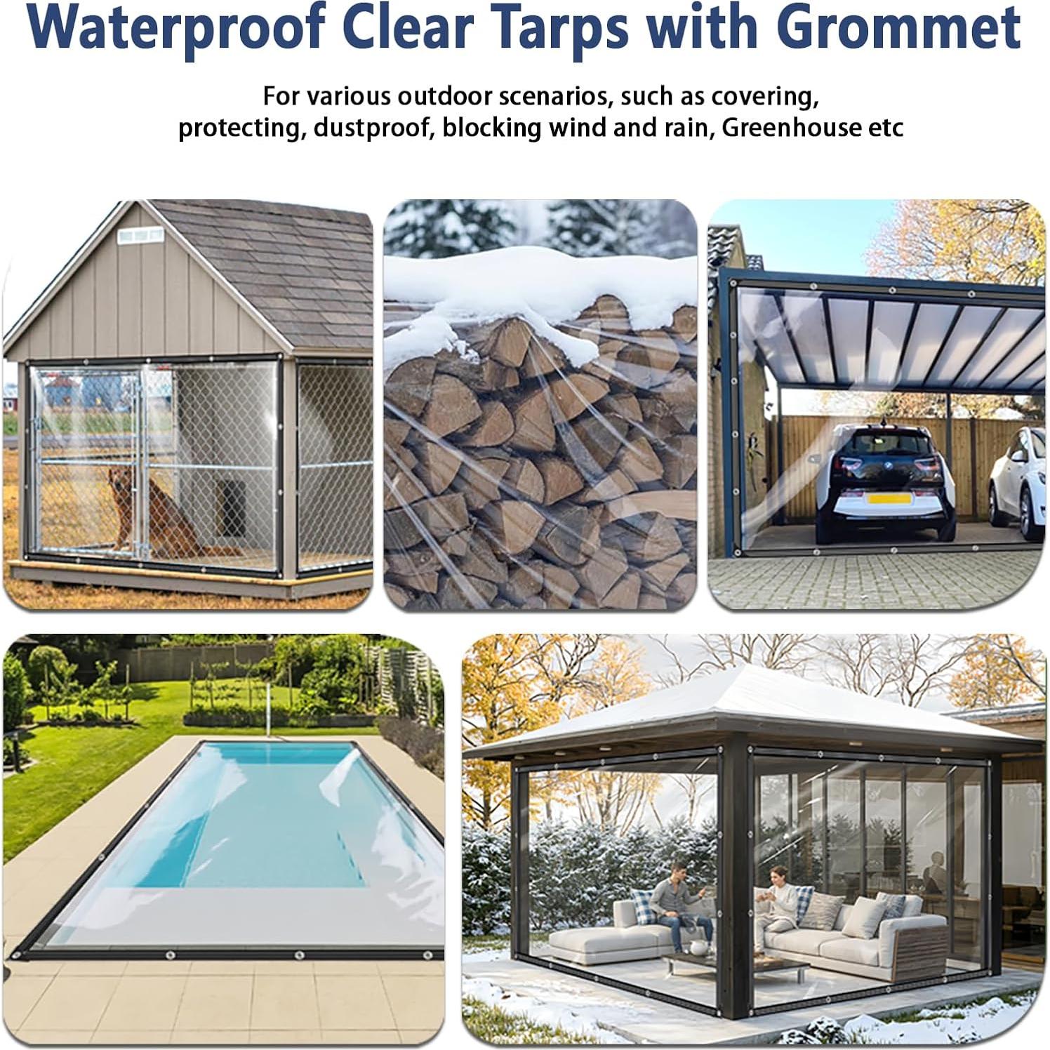 Lona Transparente Impermeable GYFMAUS 1.8x6m con Ojetes