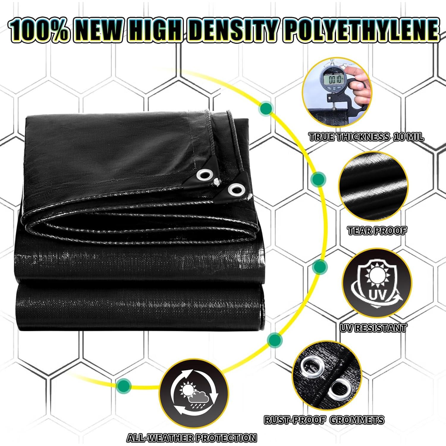 Lona Negra Impermeable 1.83x2.44m TA*RP YXCN 10 Milésimas