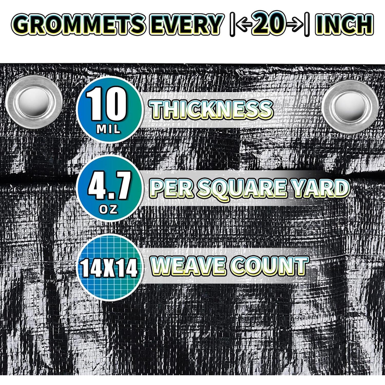 Lona Negra Impermeable 1.83x2.44m TA*RP YXCN 10 Milésimas