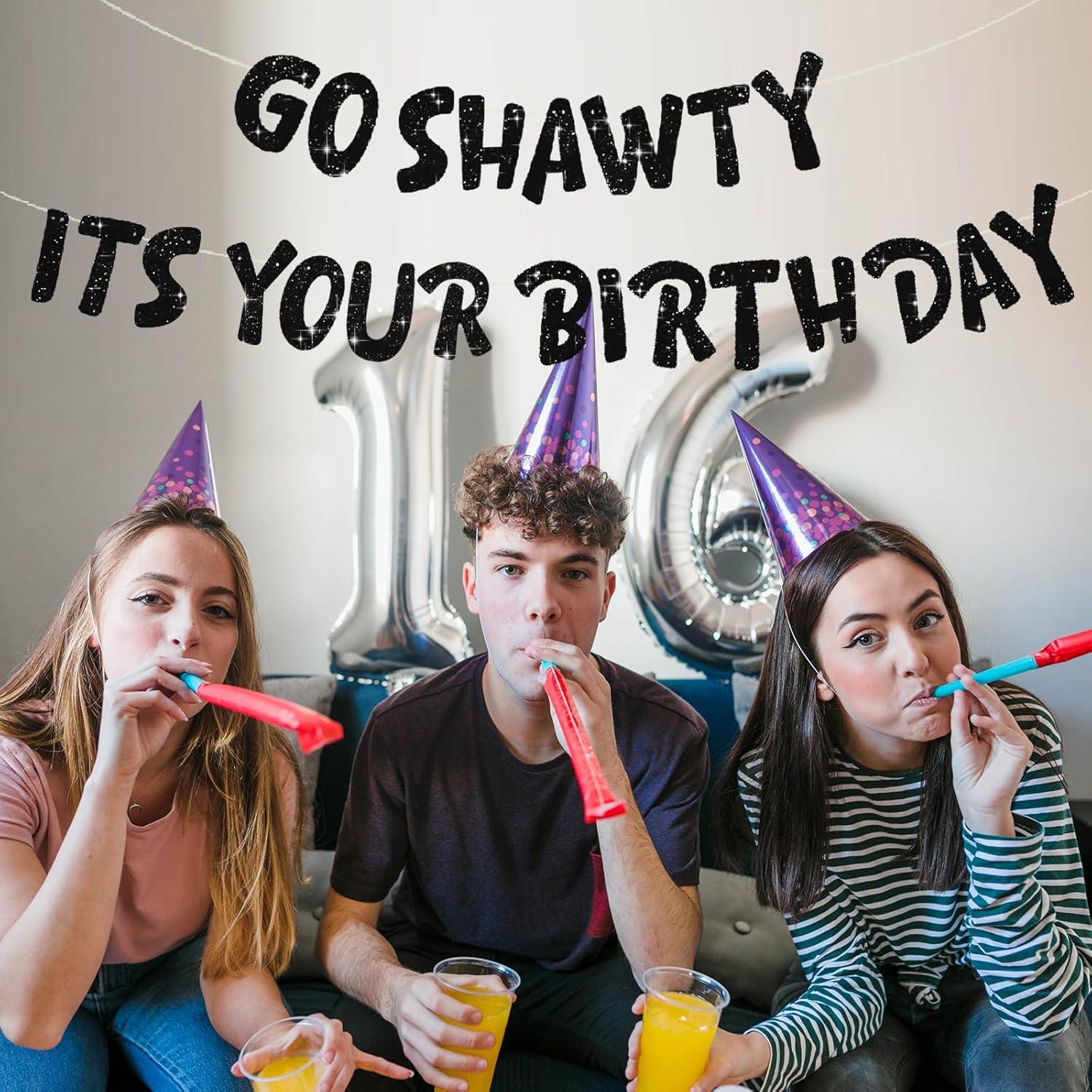 Banner Feliz Cumpleaños BEISHIDA Negro Brillante 2 Piezas