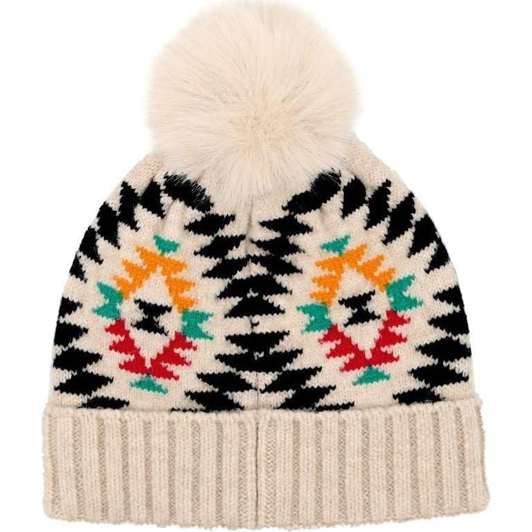 Gorro de punto trenzado suave para bebés y niños - Beige Azteca