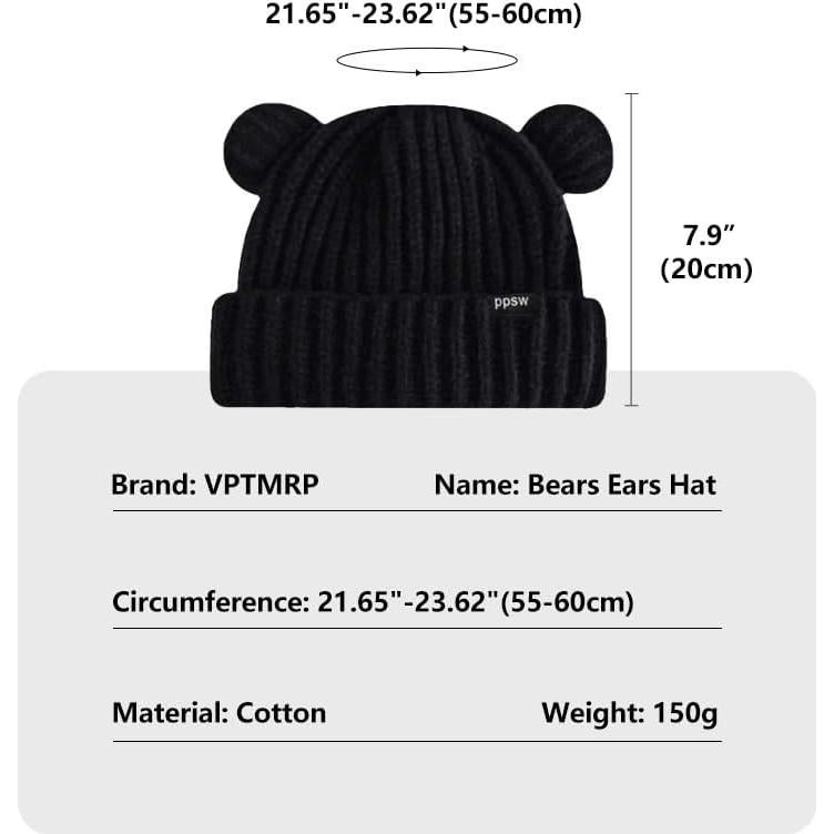Gorro de Oso con Orejas VPTMRP Tejido Cálido Unisex