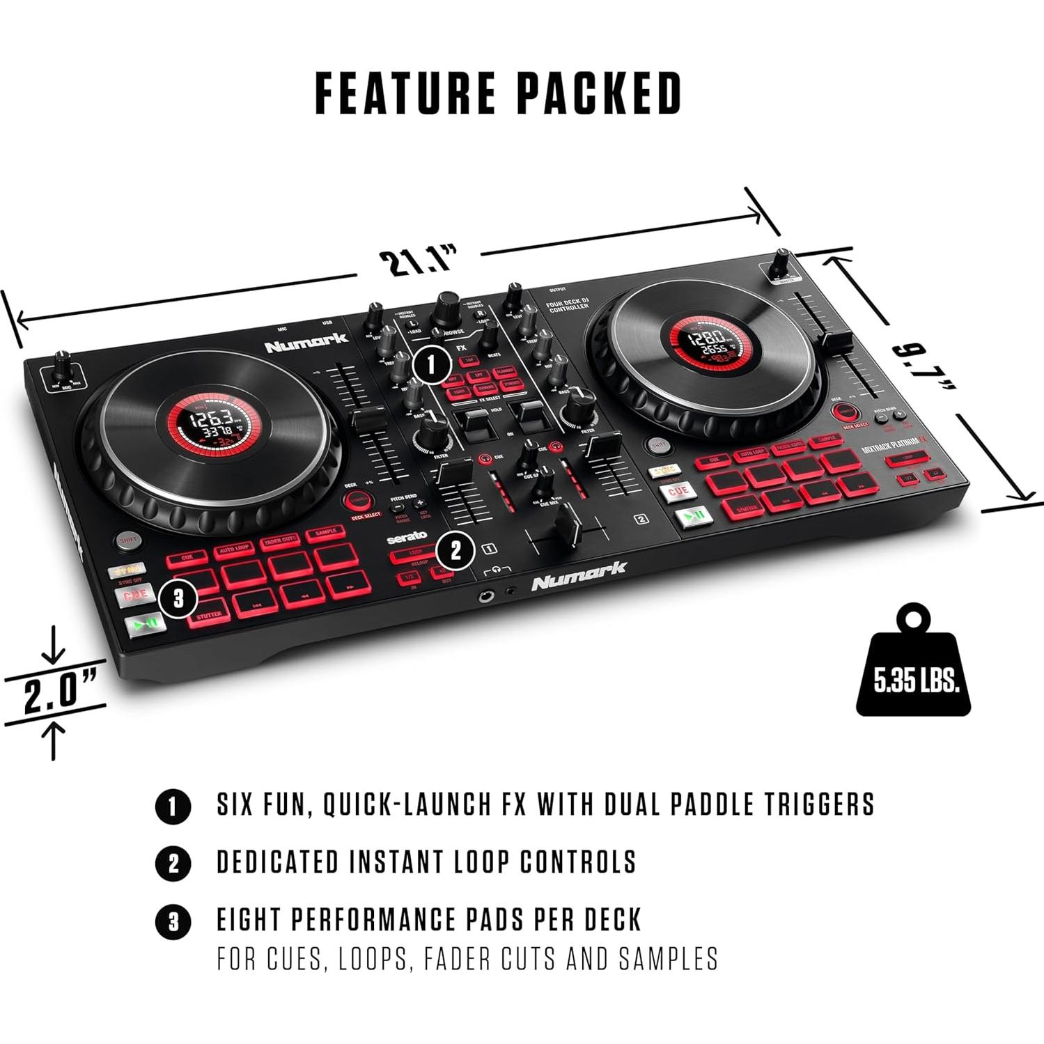 Controlador DJ Numark Mixtrack Platinum FX 4 Decks con Pantallas