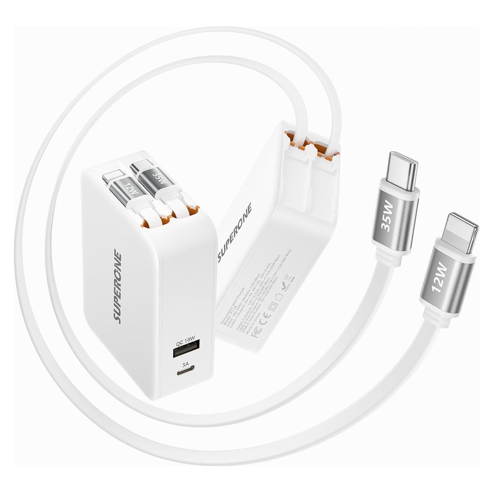 Cargador de Pared Retráctil Superone 4-en-1 35W USB-C