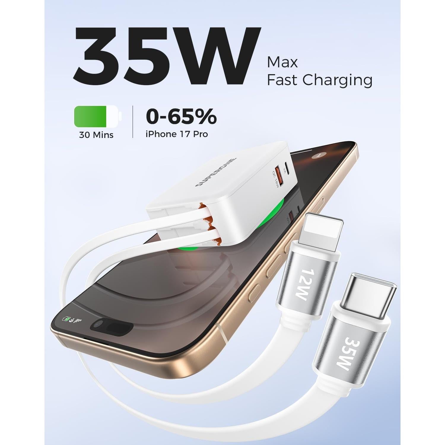 Cargador de Pared Retráctil Superone 4-en-1 35W USB-C